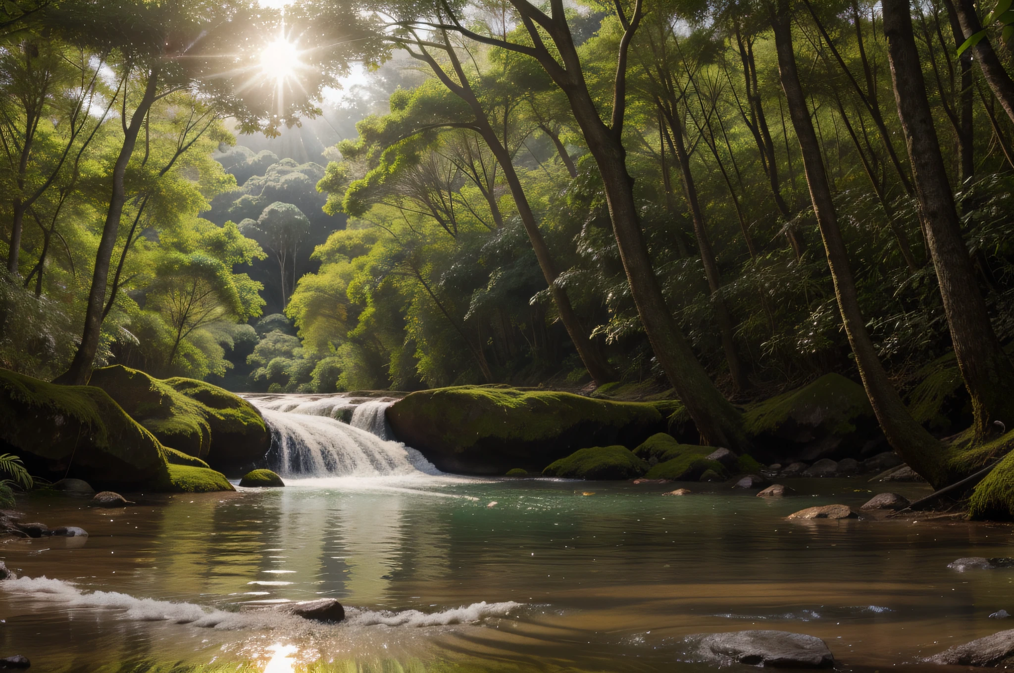 uma enorme floresta photorealistic, cenario, sem pessoas