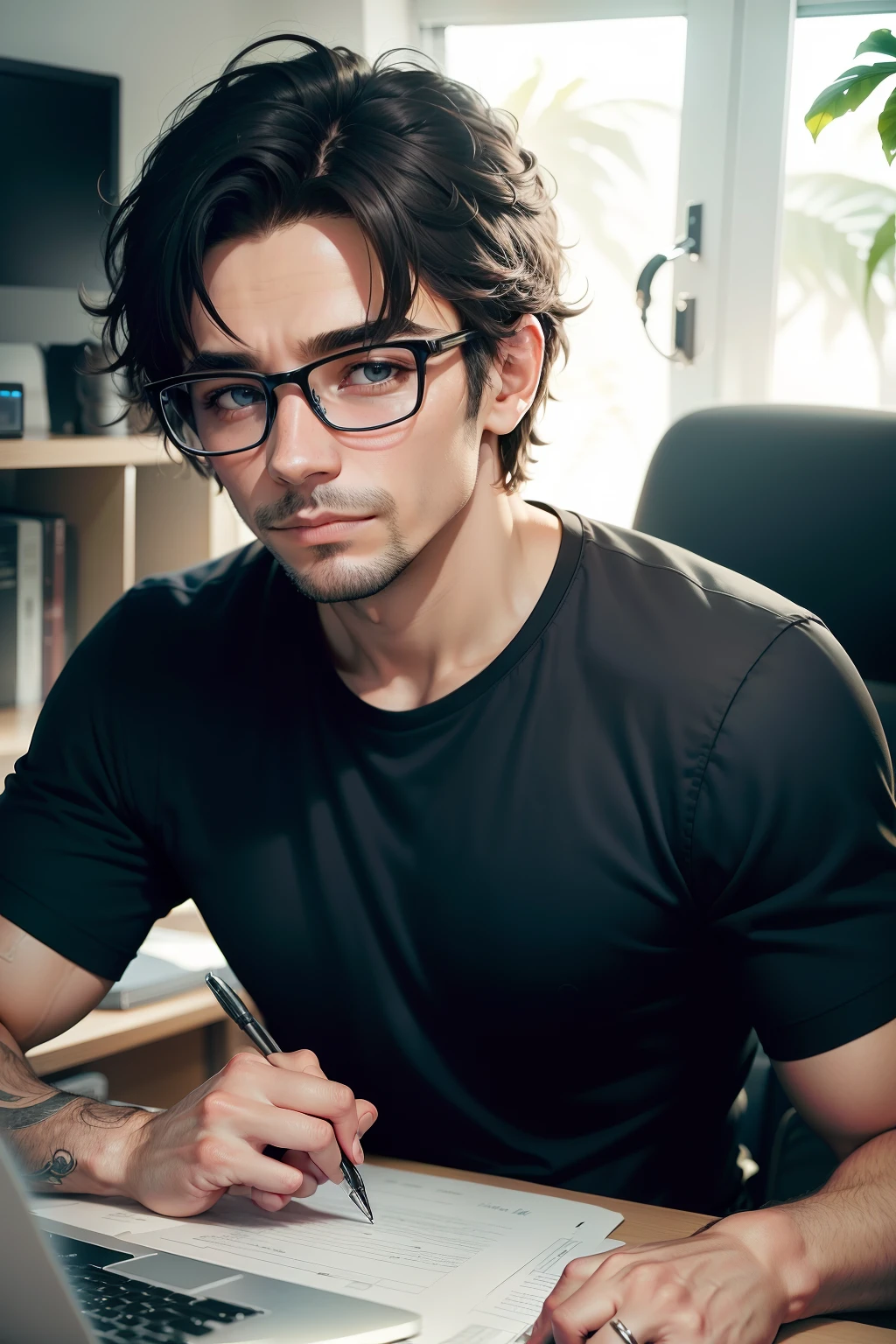 Uma foto de um adulto homem trabalhando em seu computador, com a legenda "O TDAH pode ser um desafio, But it can also be a force. Use your unique skills to achieve your goals."