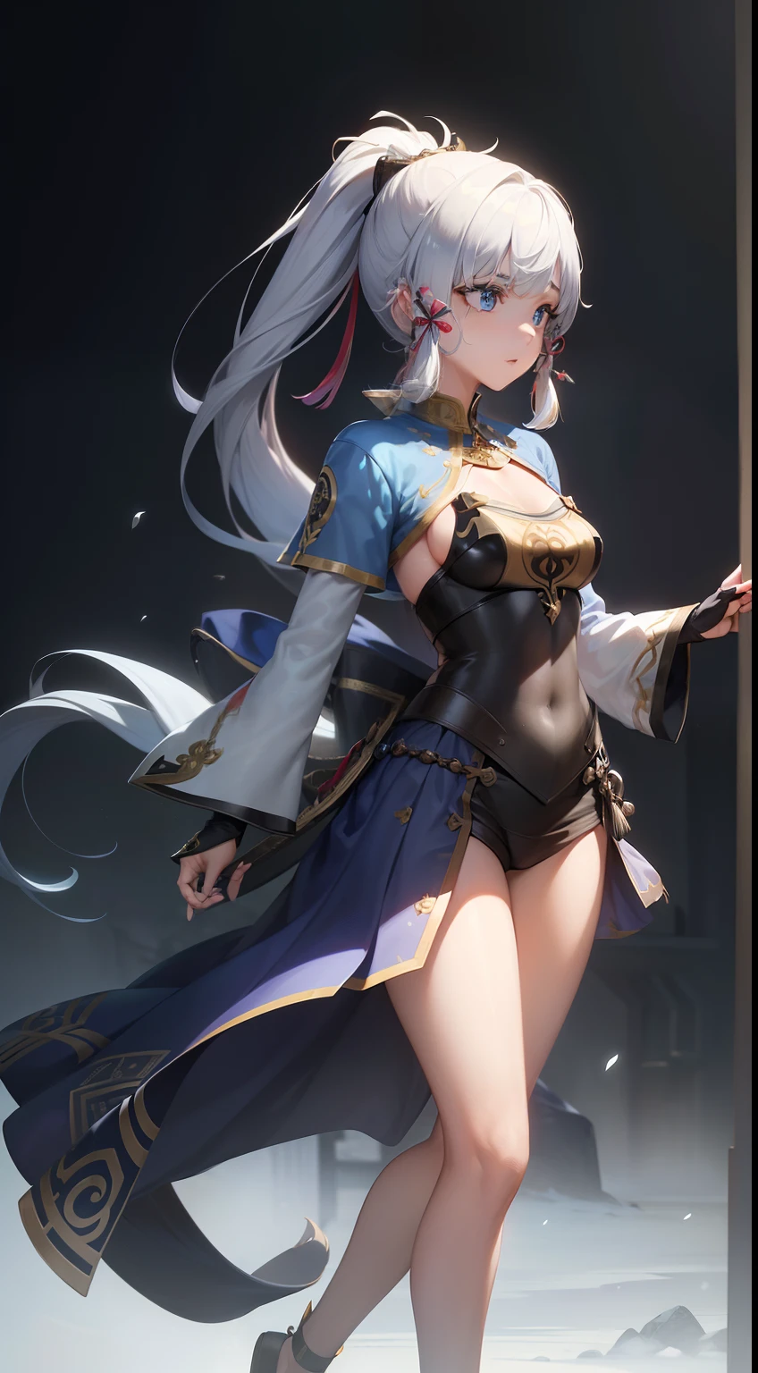((8K))、((32K))、((​masterpiece))、((top-quality))、((超A high resolution))、detailed skin textures、Detailed Cloth Texture、beautifull detailed face、intricate-detail、ultra-detailliert、CGSetsoty Trends、beautiful character painting、epic exquisite character art、Stunning character art、Slim body、Full body、((small tits))、((silber hair))、((Long ponytail))、Gentle expression、front-facing view、((Female priest))、((Female Priestess of the Earth Mother God))、((Pure white robe))、Record of Lodoss War、((One eye is indigo))、((One eye is crimson))、Gentle expression、(HighDynamicRange)、Ray traching、PBR Texturing、Postprocess、Anisotropy Filtering、multi-layer texture、Albedo and specular maps、perfectly proportions、Octane Rendering、defined legs、Defined Arm、Finger Defined