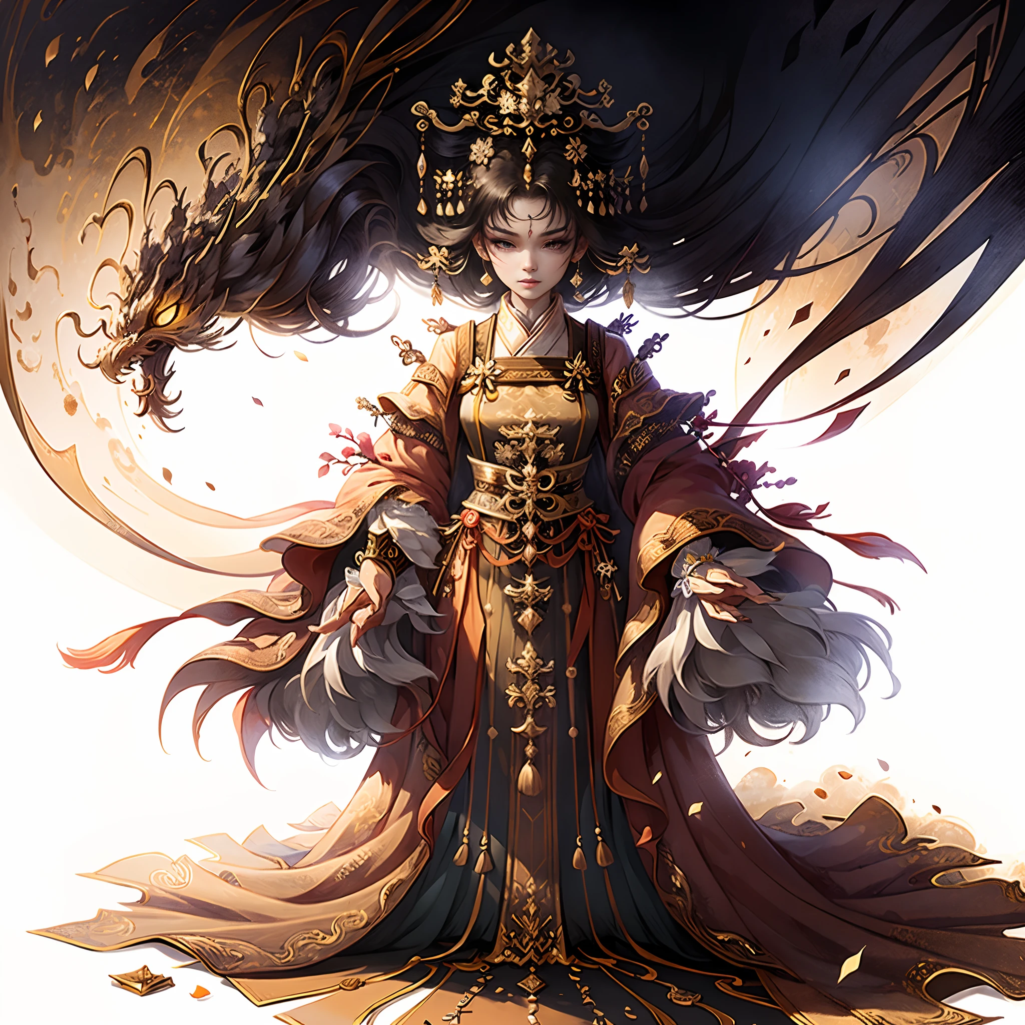 A girl, ancient Chinese costume, whole body, sunshine, clear face, clean white background, masterpiece, super detail, epic composition, ultra HD, high quality, extremely detailed, official art, uniform 8k wallpaper, super detail, 32k --auto