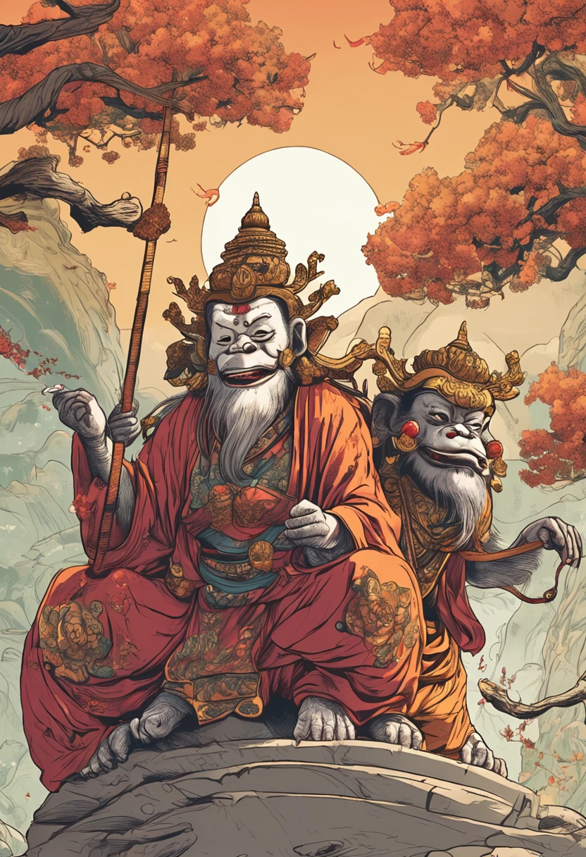 Fight over Buddha, Sun Wukong,Journey,Dingdall effect,Hanfu,monkeys