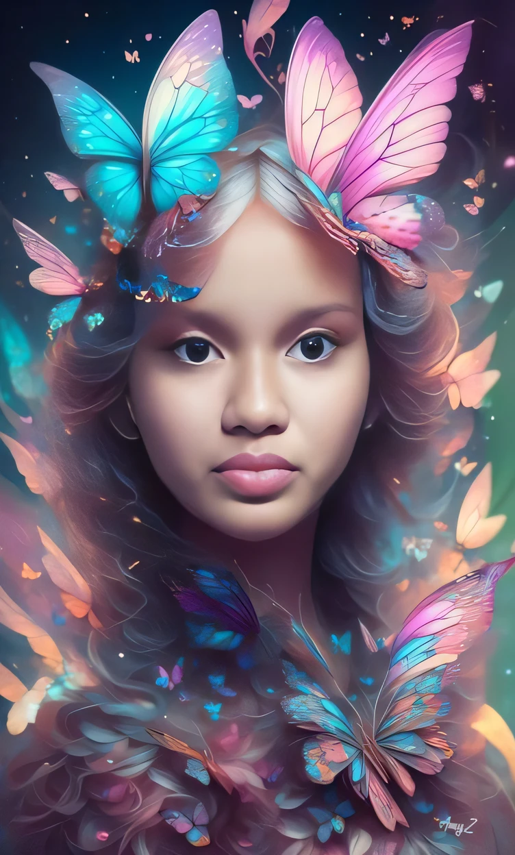 uma com borboletas no cabelo e uma coroa de borboleta, retrato bonito da fantasia, retrato bonito da arte da fantasia, retrato da fantasia, lindo arte digital, retrato da arte da fantasia, Beeple e Jeremias Ketner, bela arte digital, Ross Tran 8 K, retrato de fantasia digital, arte digital muito bonita, bela arte digital, linda arte digital linda, arte do retrato da fantasia, digital illustation
