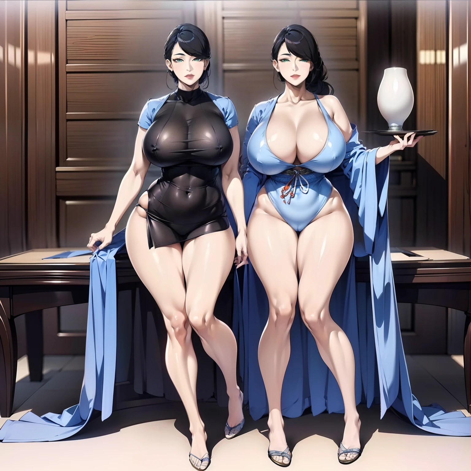 1womanl,(Sagging chest,Bewitching body:1.2)brunette color hair:1.1,Hypercurves,full body1.1,Beautiful legs,Full body horizontal view,full body1:1,Elegant pendulum