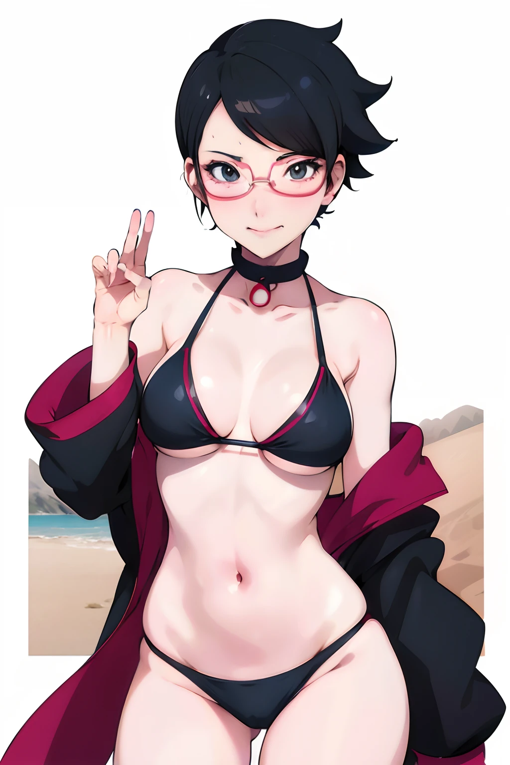 anime girl in a bikini and cape posing for a picture, seductive anime girl, range murata and artgerm, junko enoshima, nezuko, high quality fanart, nezuko-chan, attractive matoi ryuko, attractive anime girl, female anime character, beautiful alluring anime woman, extremely detailed artgerm, akatsuki akira