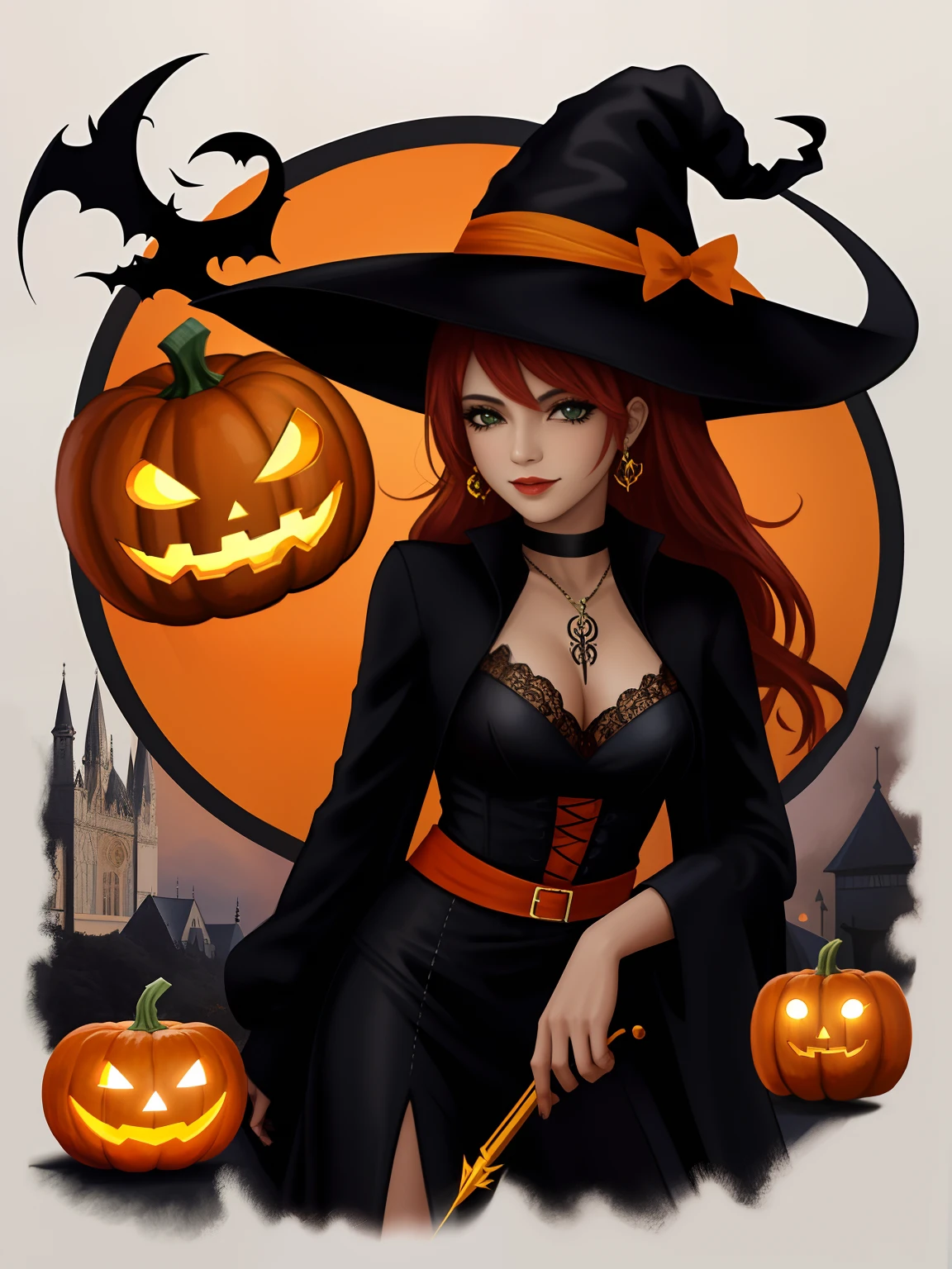 A set of Halloween-themed featuring a witch, Pumpkin, aranha, e outros itens, folha de flash, flash, spontaneous linework, linha desenho de linha, linha escura, Trabalhos de linha, linha plana, linha de trabalho detalhada, sketches, linha pesada, contornos pretos, arte da linha de tinta preta, linha limpa,