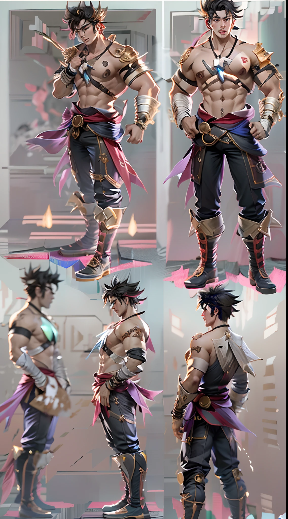 Sculpture design,Figures,GK model,The whole body of the character,Expose muscles,(Exquisite base),Wu Yifan,Handsome cybernetic boy looking at camera lingerie detailed muscular reality masterpiece,musculous
