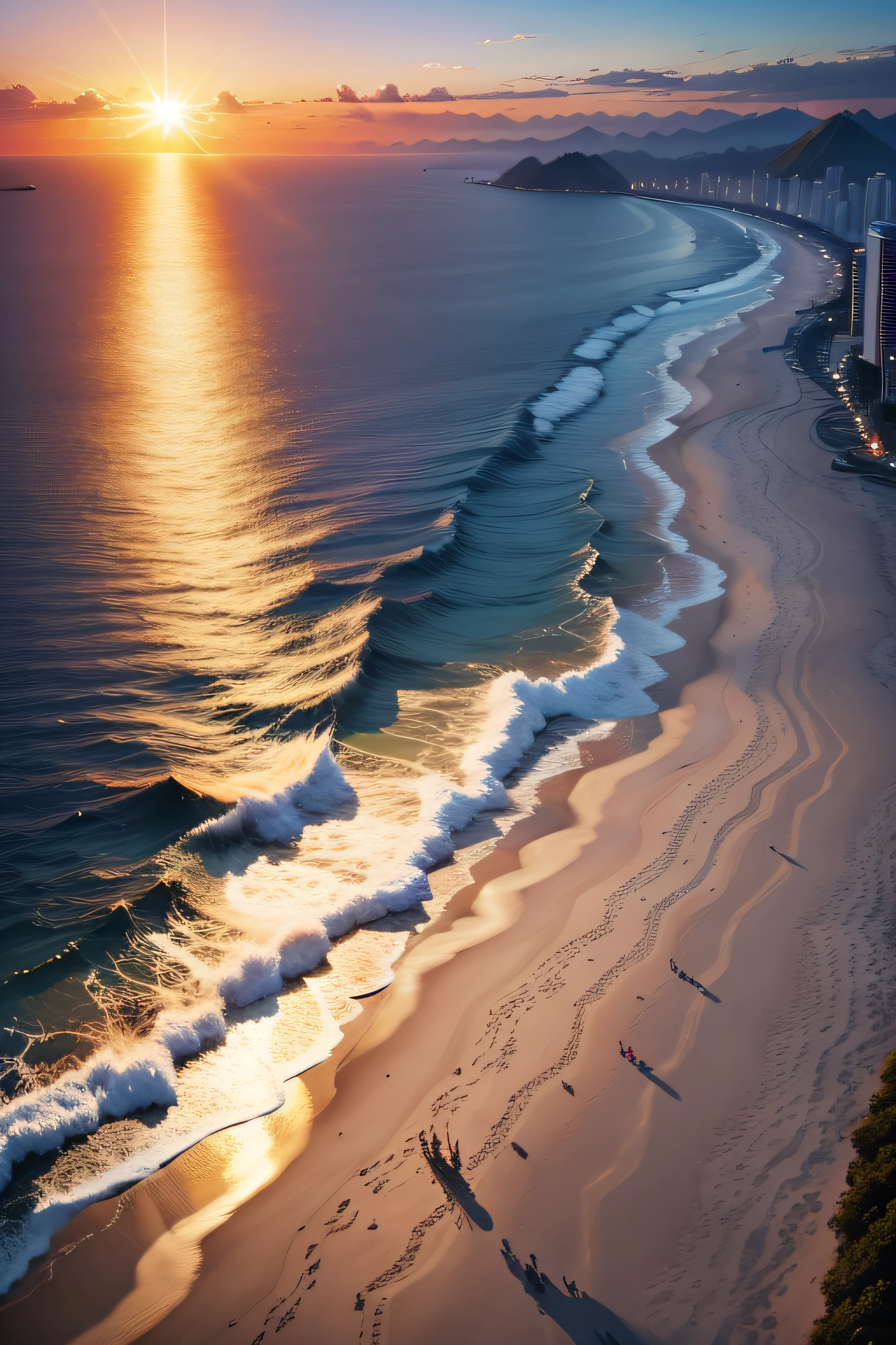 Realistic, Ultra HD |,  alta qualidade, cobertura, beach, por do sol, rio de janeiro, zona sul