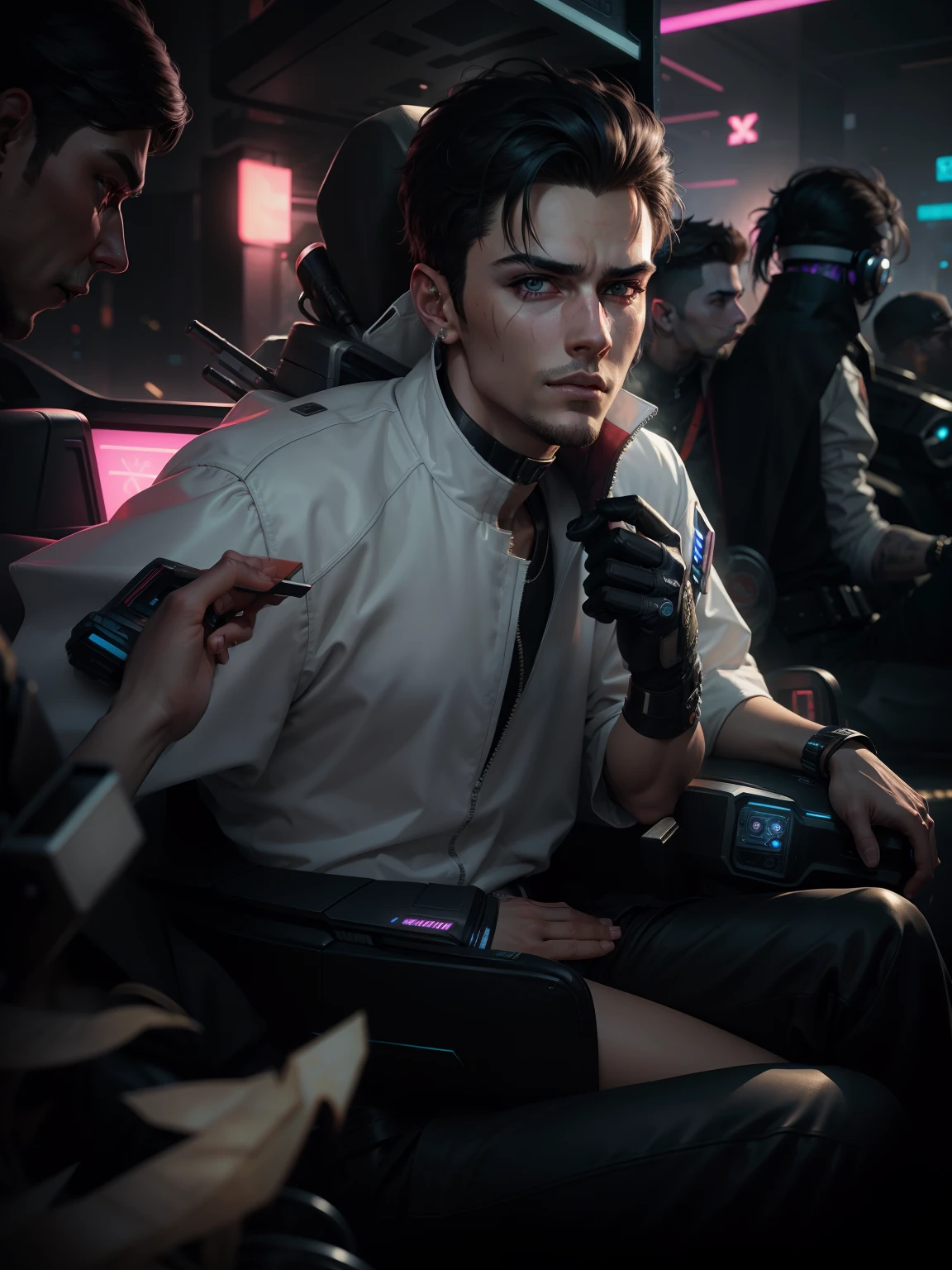 Change background Cyberpunk handsome boy realistic face 8k ultra realistic