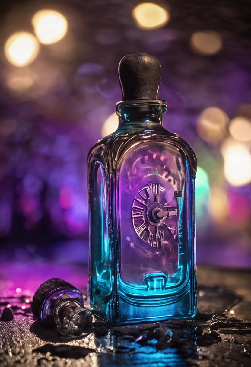 Dreamlikearte,
Bioluminescent fluorescent liquid in a bottle, vidrio grueso, Detalles de Steampunk, Brumoso,
chromatic abberation, Reflexiones,Detalles locos, Detalles intrincados, hiperdetallado, realista, Foto, Canon, dreamlike, arte, Fotorrealismo hiperdetallado por Greg Rutkowski