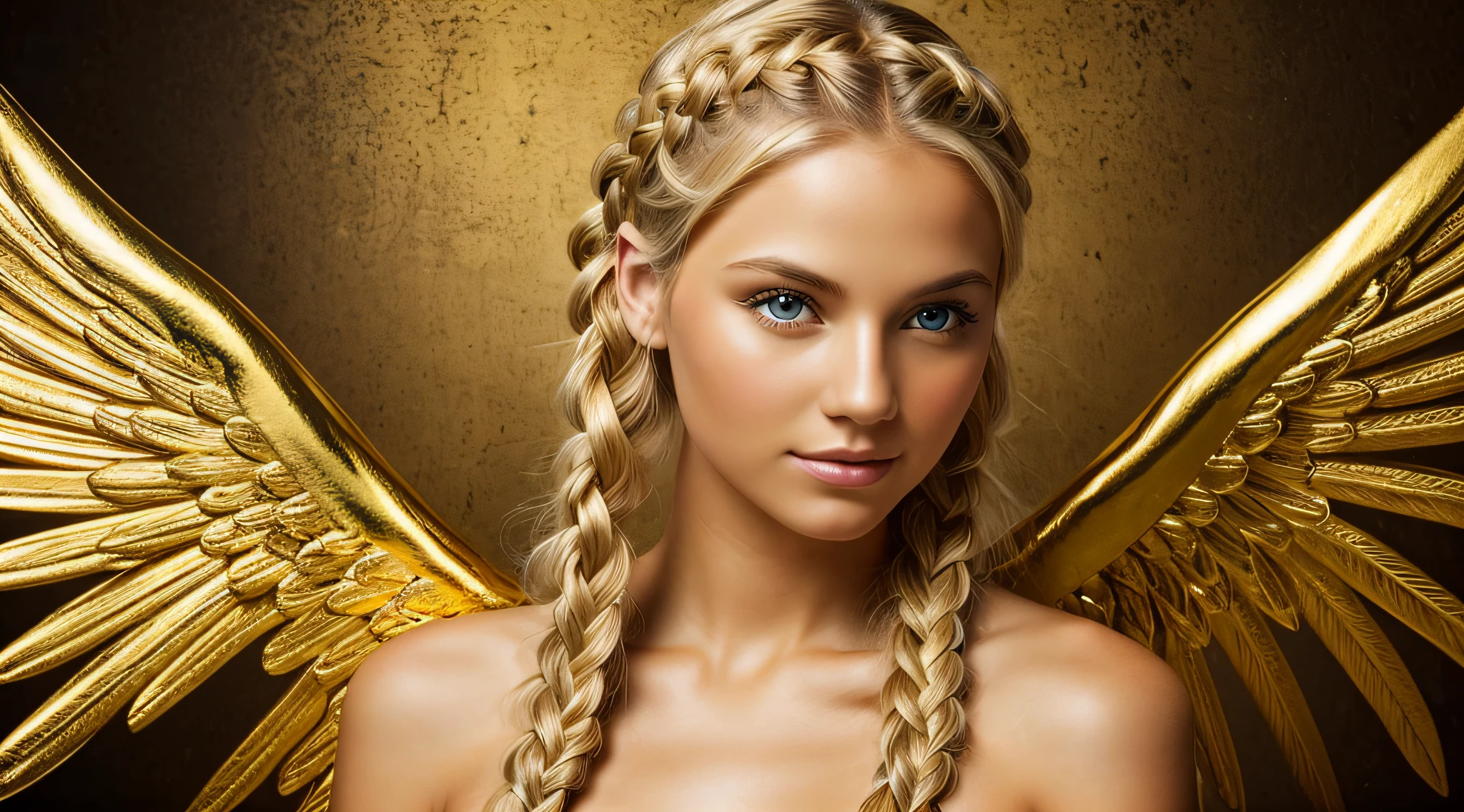 BLONDE GIRL in braids GOLDEN ANGEL
