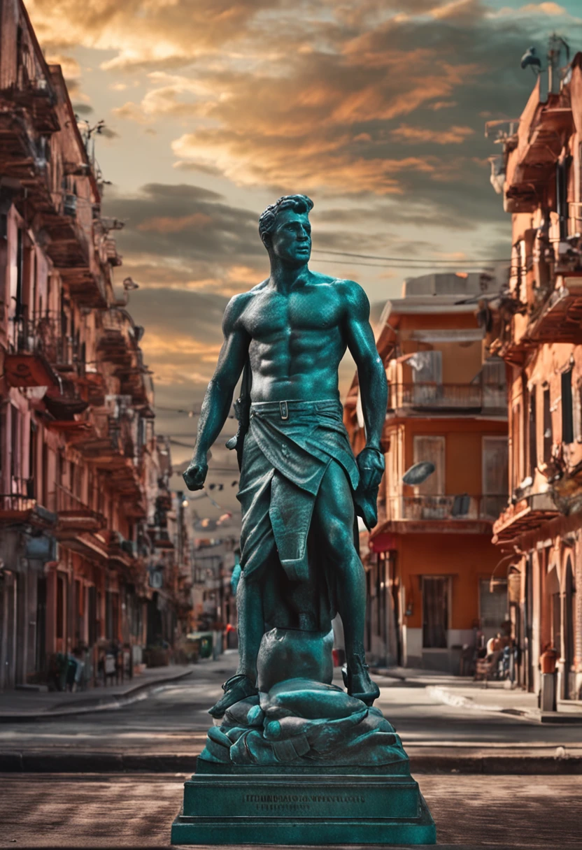 homem muito forte, estatua, grego em forma e bonito