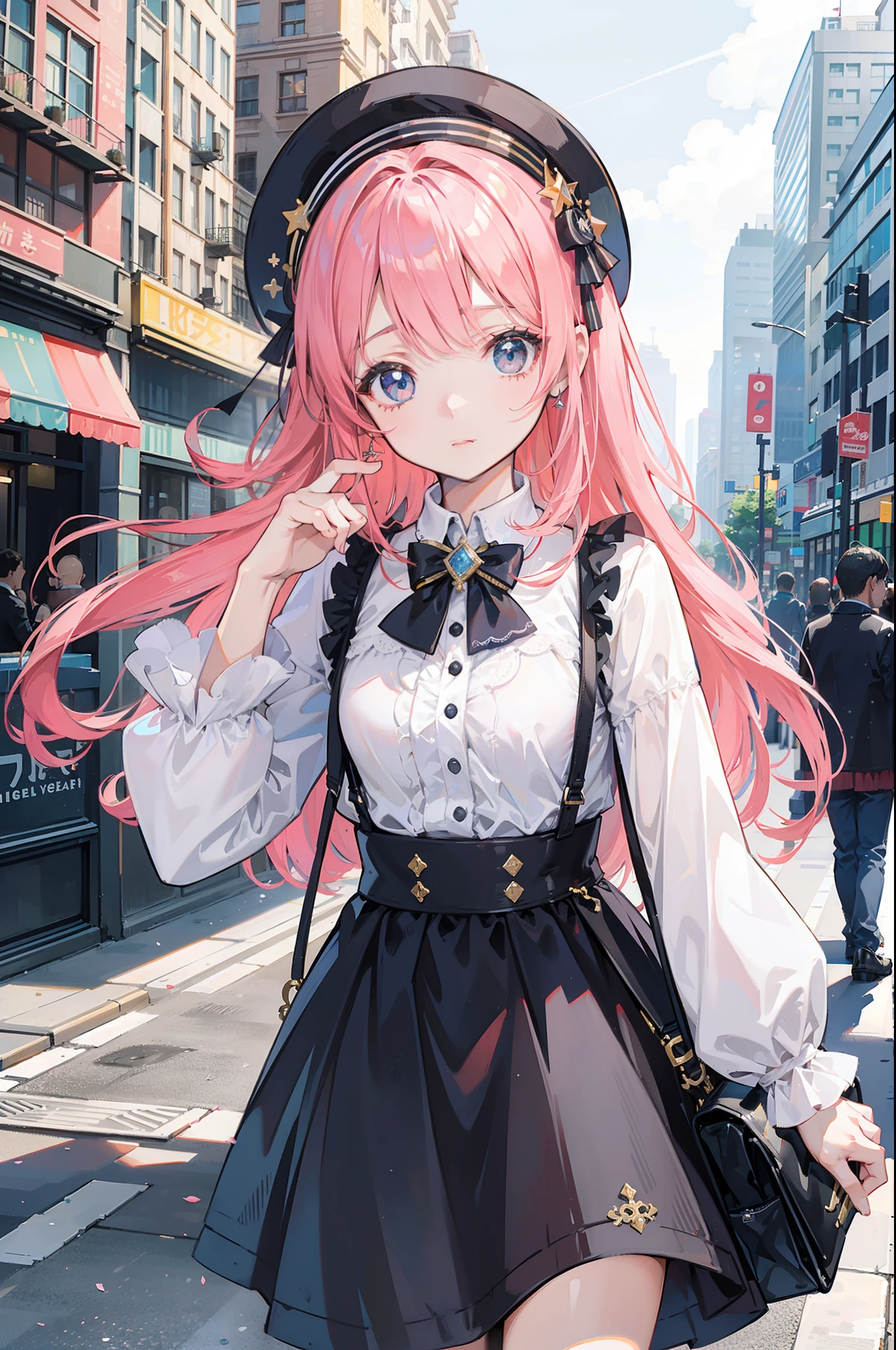 (La mejor calidad) (obra maestra ) Cara perfecta. kawaii & Siniestra princesa belleza joven en la ciudad de Nueva York.