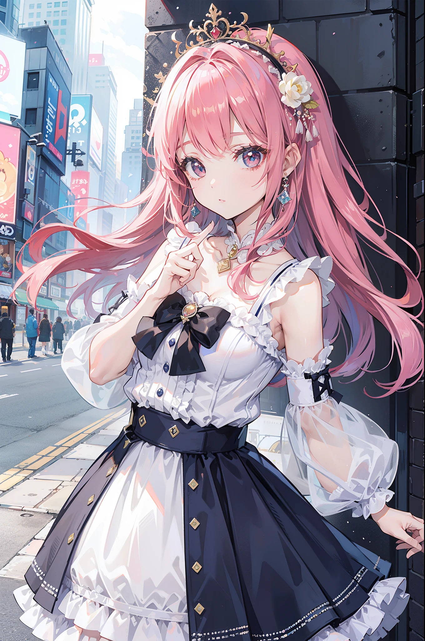 (La mejor calidad) (obra maestra ) Cara perfecta. kawaii & Siniestra princesa belleza joven en la ciudad de Nueva York.