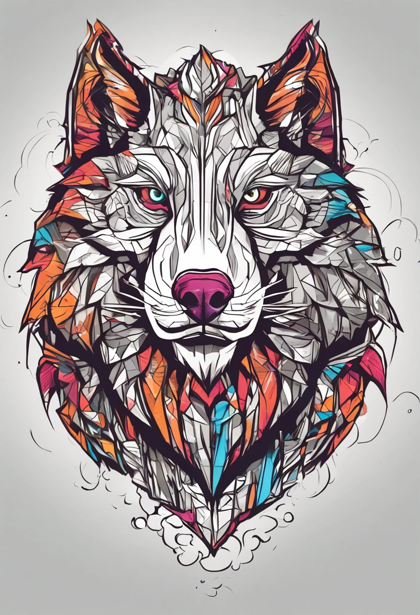 Crie um logotipo com um homem meio-lobo em forma de anime para um canal digital com vibrante, High-resolution colors, com fundo de imagem escuro