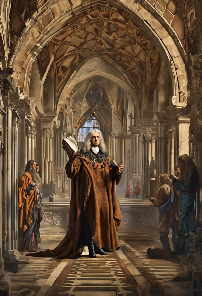 Pintura de Isaac Newton como um ((feiticeiro)), roupas de mago, Magician's hat, mystic atmosphere, Geometria sagrada, Mystery religions, hermetic, Hermetic symbols, Louve o pecado, Louve o Sol, oculto, conspiracy, hermetismo, Geometria Sagrada, mistic ambient, triangular circle, (master part), (melhor qualidade), ((vista frontal)), arte Boris Vallejo, Syd Mead, JC Leyendecker, Craig Mullins, Pedro Paulo Rubens Pintura detalhada, Sandro Botticelli, Greg Rutkowski, Historic works of art, renaissance oil portrait, 16th century style, oil watercolor painting, dramatic and photorealistic painting by Midjourney, CGSetividade, artstation hd |, High detail, artstation hd |, trending in the artstation, 8k