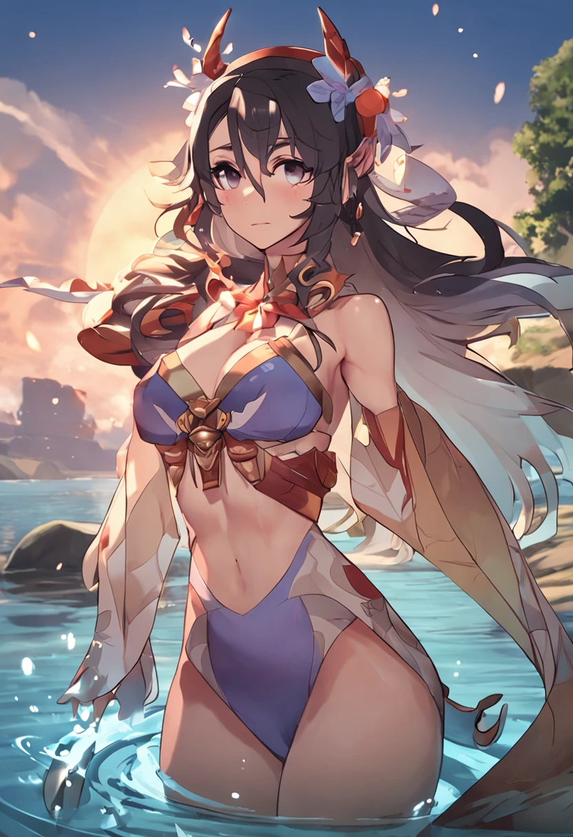 Game Genshin characters，yae miko，Swimsuit exposed，Bigchest，Beautuful Women