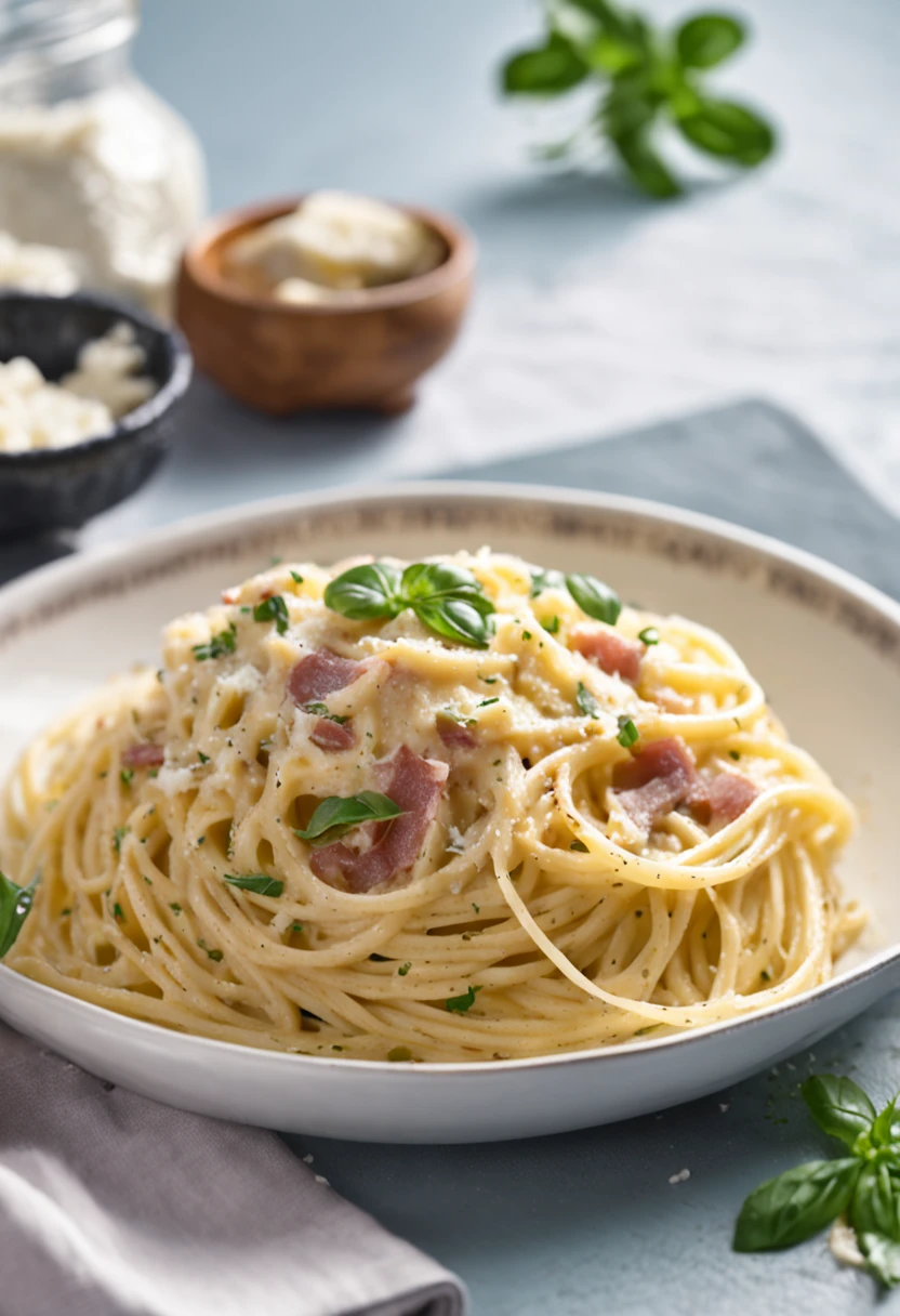 Spaghetti Carbonara with Ricotta and Parmesan