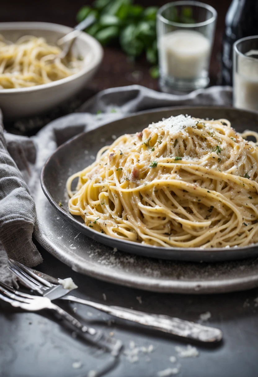 Spaghetti Carbonara with Ricotta and Parmesan