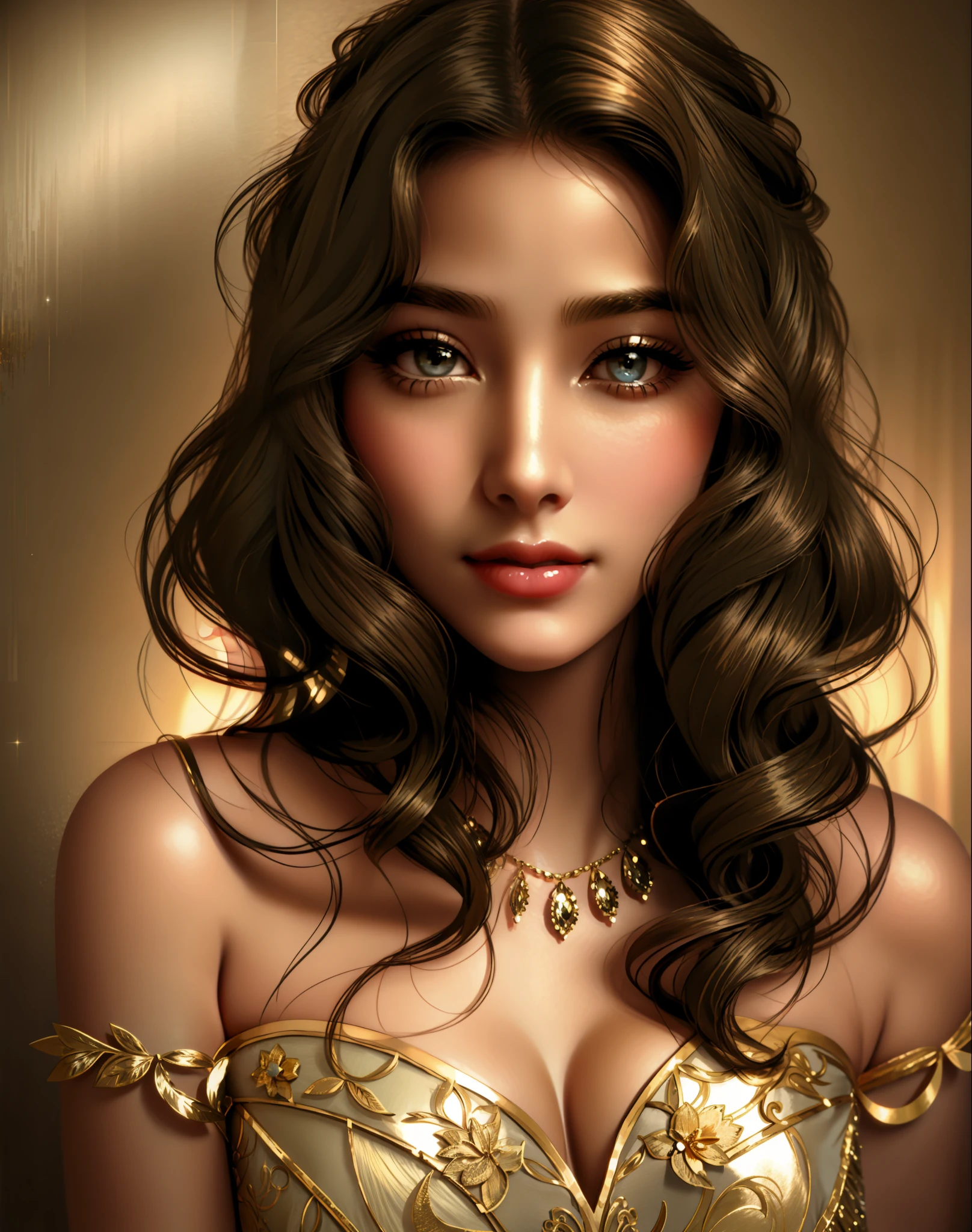 woman with long, luscious tresses, reminiscent of the glamorous stars from a bygone era. Her mesmerizing eyes hold the essence of classic Hollywood allure, and her captivating smile embodies the timeless charm of vintage beauty. She's gracefully posing for a photograph, embodying the elegance and sophistication of a golden age long past. It's a scene straight out of a vintage movie poster, evoking the nostalgia and allure of a bygone era.