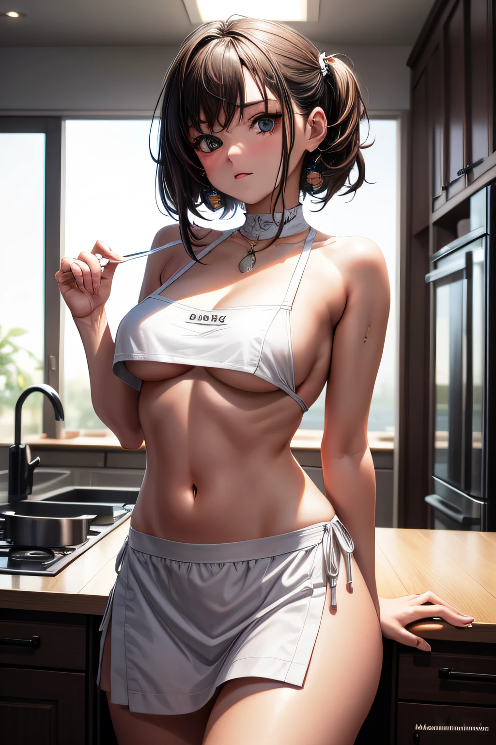 nakeness,smallunderboob, apron,Beautiful Women with Perfect Figure,top-quality,8K,tmasterpiece,kitchens,