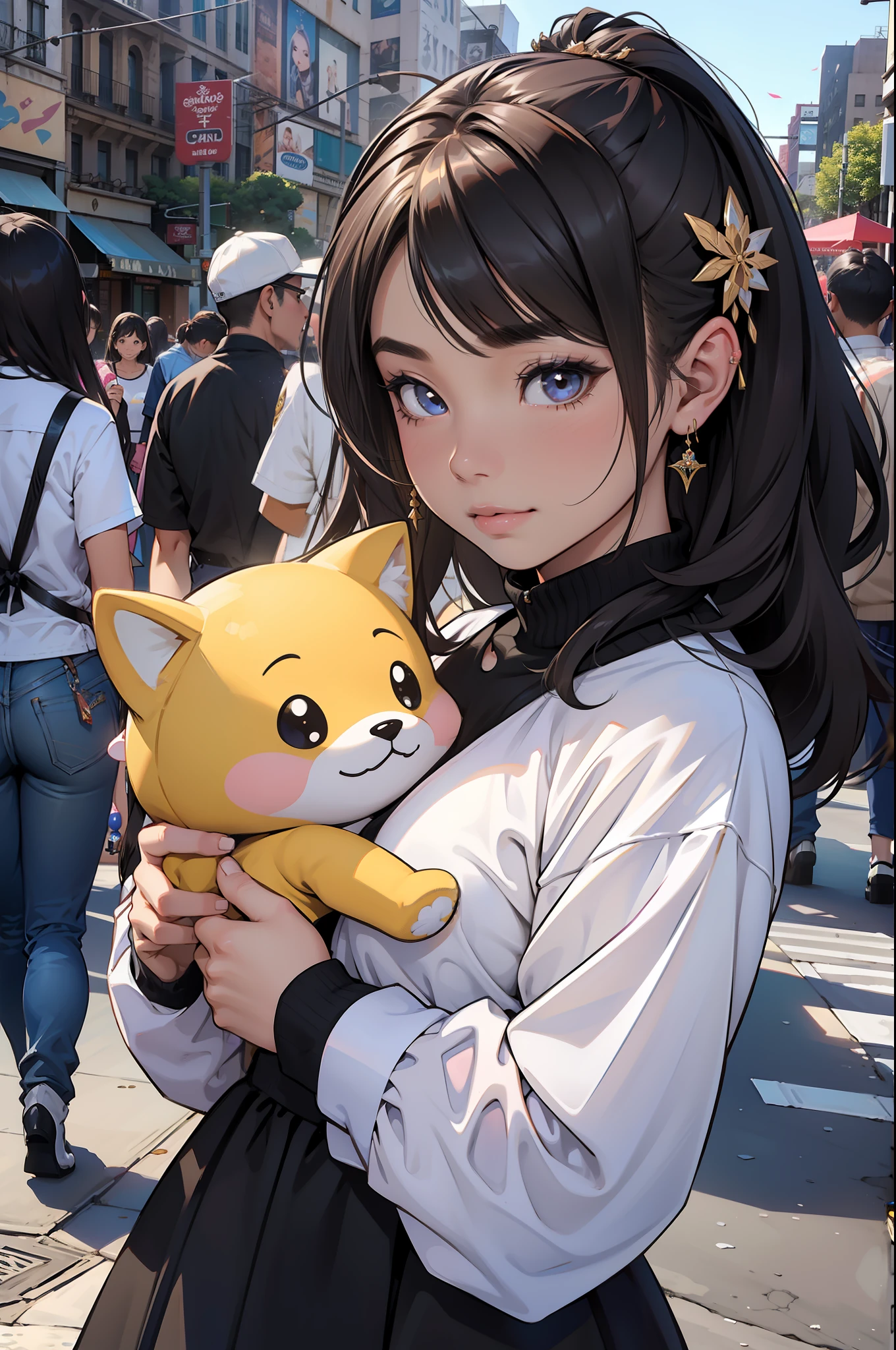 (La mejor calidad) (obra maestra ) Cara perfecta. kawaii & Siniestra princesa belleza joven en la ciudad de Nueva York.