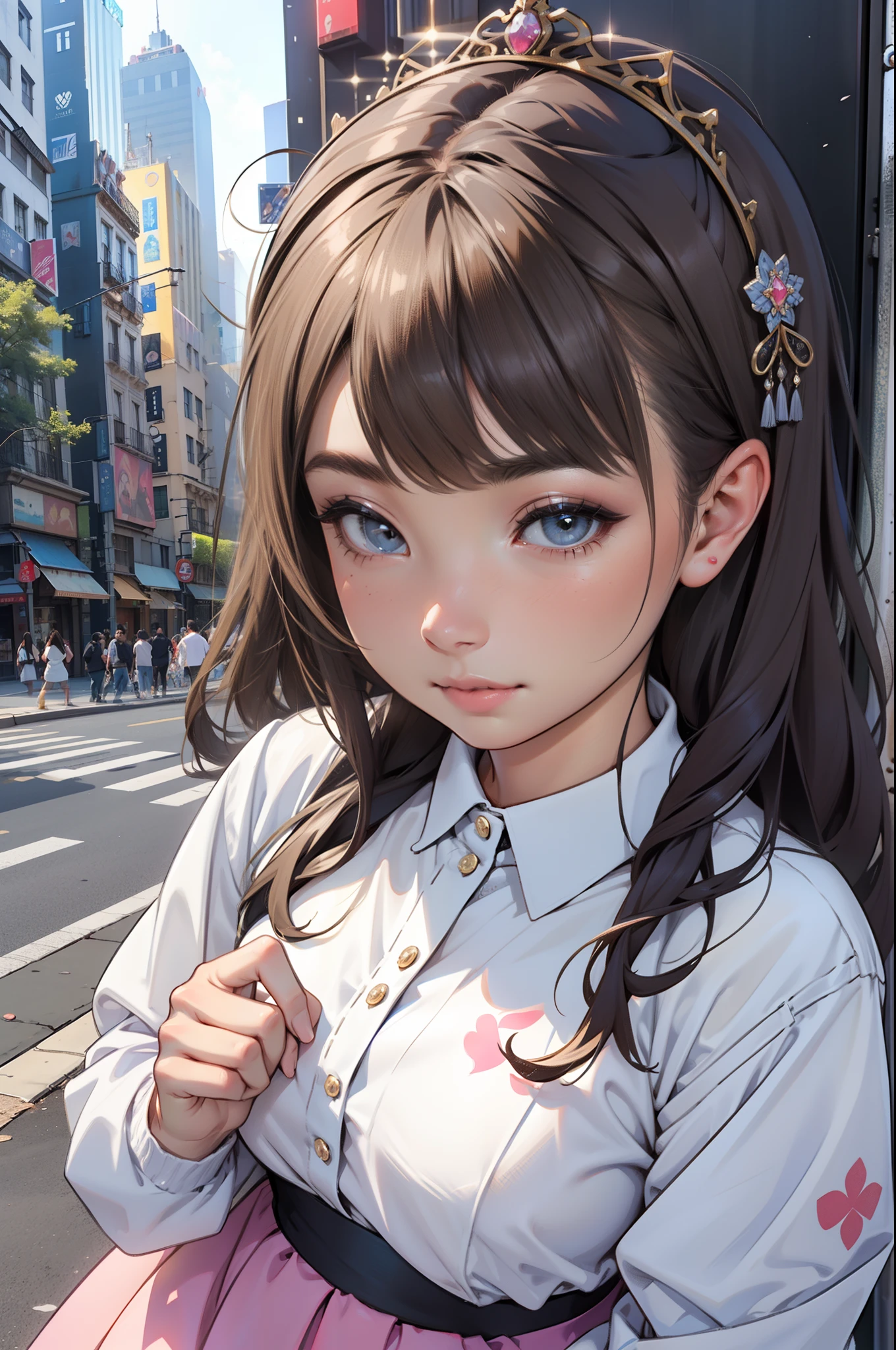 (La mejor calidad) (obra maestra ) Cara perfecta. kawaii & Siniestra princesa belleza joven en la ciudad de Nueva York.