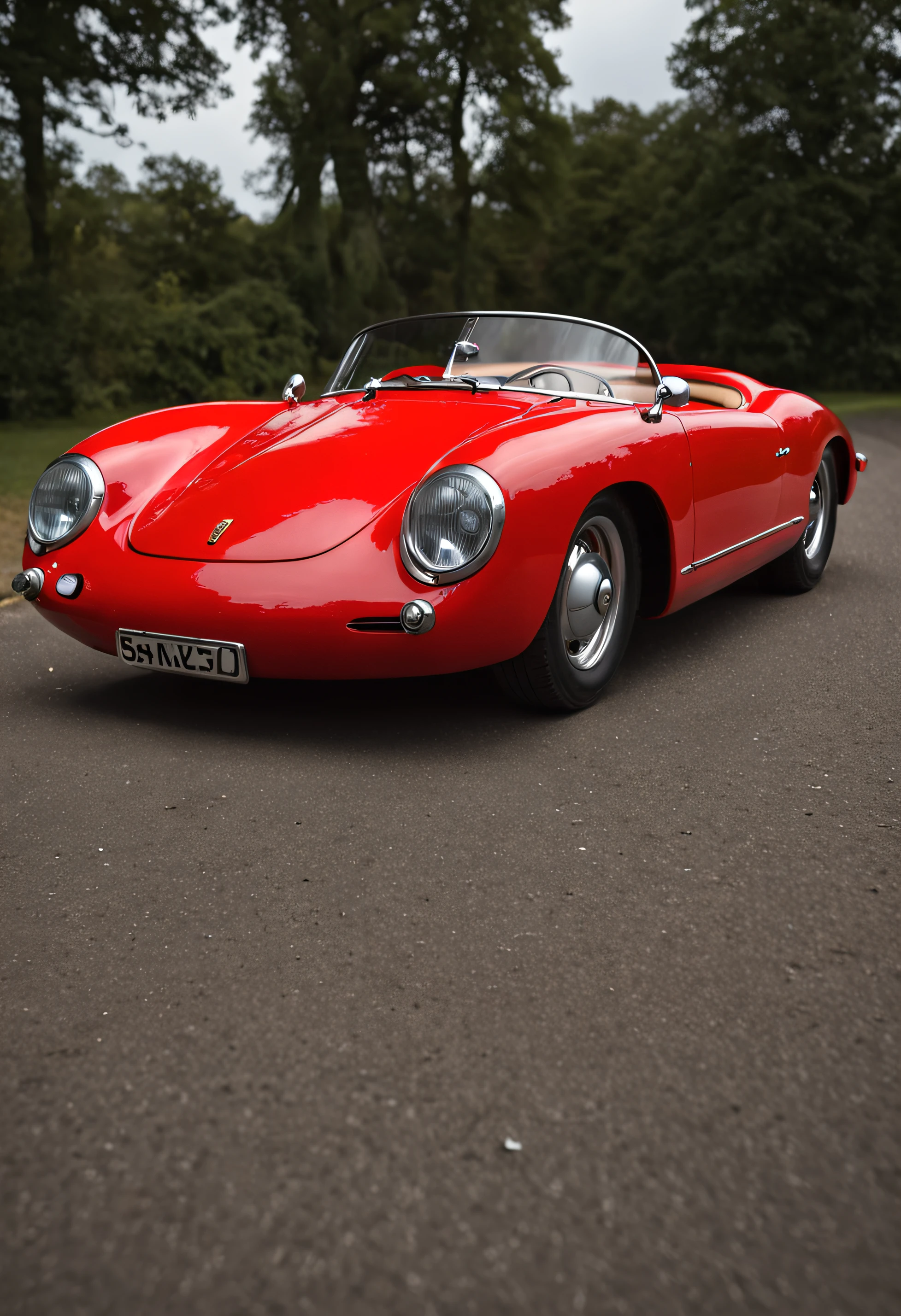 Porsche 550 Spyder  in night flash by red neons realistic