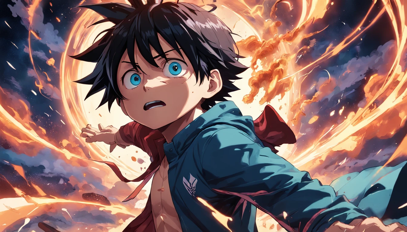 a poster of luffy from onepiece, ultra realistic details, arcane art style, inspired by NEVERCREW, hypervivid intense mcbess, inspired by Tim Biskup, digital illustration, by Justin Gerard,