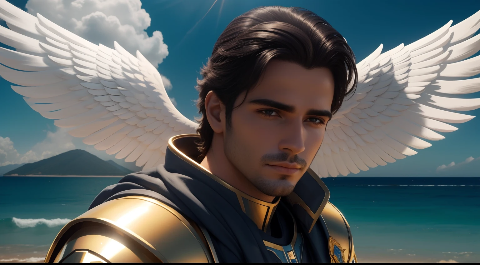 anjo masculino de deus, anjo masculino, The angel of God's army, Golden Army, Rosto detalhado, army, face sem defeito, Normal face, tempestade, Towards the Heavens, celestial, divino, fotorrealista, renderizado, 4k, 8k, texturas detalhadas, sombras detalhadas, decente, cores detalhadas, anjo masculino de deus, Contraste realista, Texturas fotorrealistas, cores detalhadas, cores realistas, sombras detalhadas,