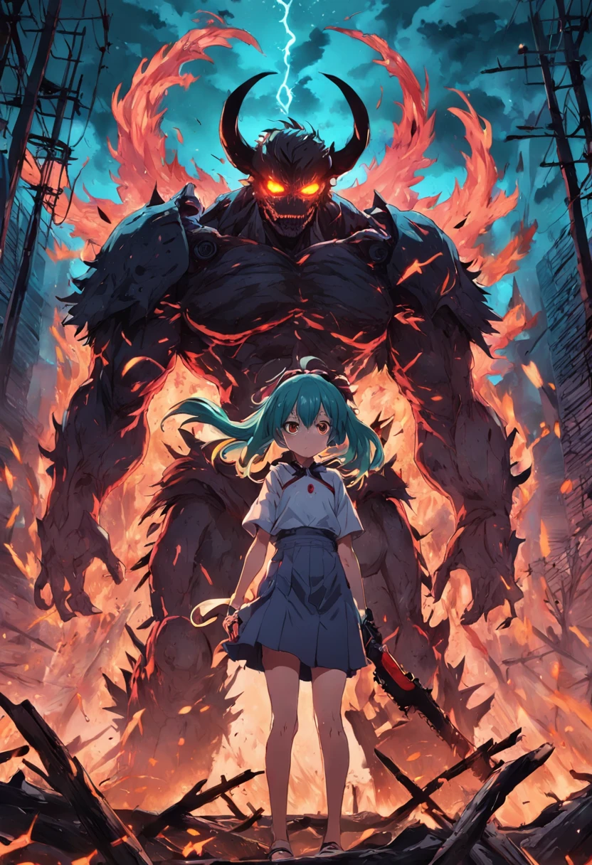 makima from chainsaw man, hell background