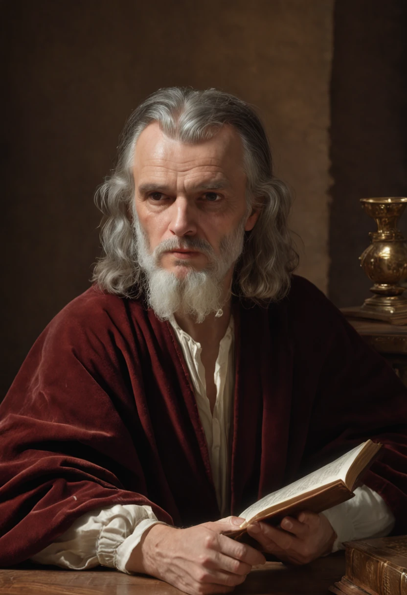 Illustration of Isaac Newton as a sorcerer, Louve o pecado, Louve o Sol, Culto, conspiracy, Hermetic, Geometria sagrada, mistic ambient, triangular circle, por Ridolfo Ghirlandaio, Raphael Sanzio, leonardo da vinci, Pedro Paulo Rubens, Jeremy Lipking, por Antonio J. Manzanedo, Alphonse Mucha, Sepulturas mais cheias, Bartolome Esteban Murillo, JC Leyendecker, Craig Mullins, Pedro Paulo Rubens Pintura detalhada, Sandro Botticelli, Greg Rutkowski, retrato renascentista, retrato realista renascentista, pintura digital renascentista, Historic works of art, em estilo renascentista, renaissance oil portrait, Retrato medieval, Style 1 6th century, oil watercolor painting, dramatic and photorealistic painting by Midjourney, CGSetividade, artstation hd | |, alto detalhe, renderizado, arte conceitual, artstation hd | |, Arte Oficial, trending in the artstation, 8k