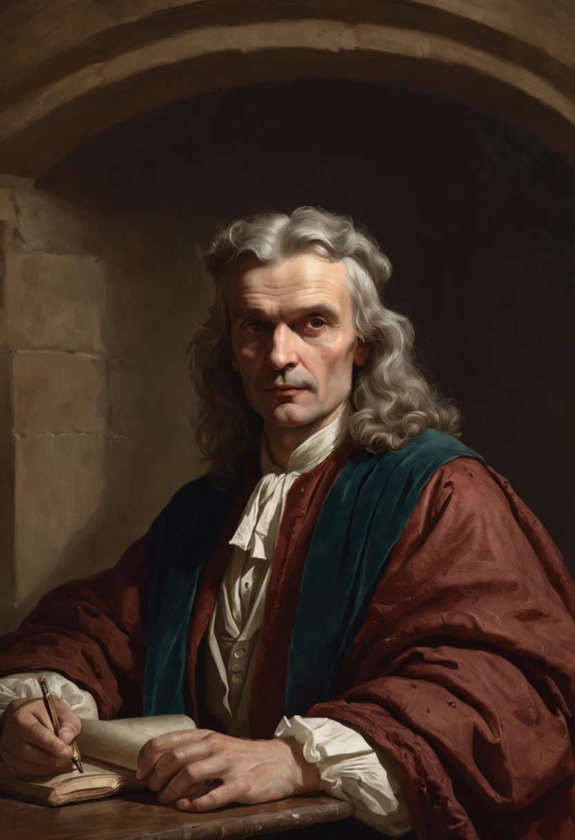 Illustration of Isaac Newton as a sorcerer, Louve o pecado, Louve o Sol, Culto, conspiracy, Hermetic, Geometria sagrada, mistic ambient, triangular circle, por Ridolfo Ghirlandaio, Raphael Sanzio, leonardo da vinci, Pedro Paulo Rubens, Jeremy Lipking, por Antonio J. Manzanedo, Alphonse Mucha, Sepulturas mais cheias, Bartolome Esteban Murillo, JC Leyendecker, Craig Mullins, Pedro Paulo Rubens Pintura detalhada, Sandro Botticelli, Greg Rutkowski, retrato renascentista, retrato realista renascentista, pintura digital renascentista, Historic works of art, em estilo renascentista, renaissance oil portrait, Retrato medieval, Style 1 6th century, oil watercolor painting, dramatic and photorealistic painting by Midjourney, CGSetividade, artstation hd | |, alto detalhe, renderizado, arte conceitual, artstation hd | |, Arte Oficial, trending in the artstation, 8k