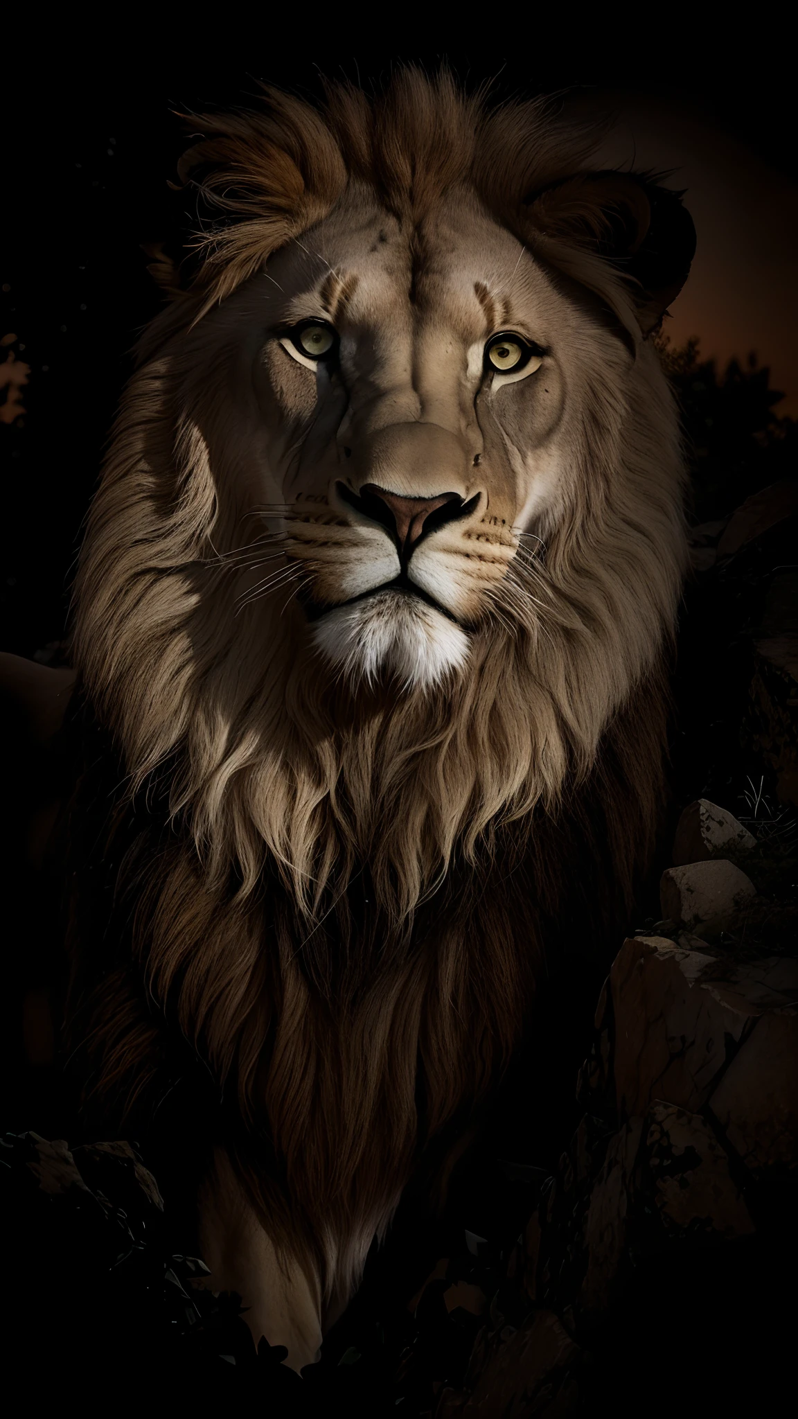Lion, leone, King, naturais, Natureza, Natureza, Linda, renderizado, fotorrealista, UltraHD, 4k, texturasdetalhadas, sombras detalhadas, cores detalhadas, por do sol, sol se pondo, Sunset, Natureza Linda, fundo preto, por do sol, contraste detalhado, contraste realista, alta resolução, cores detalhadas,