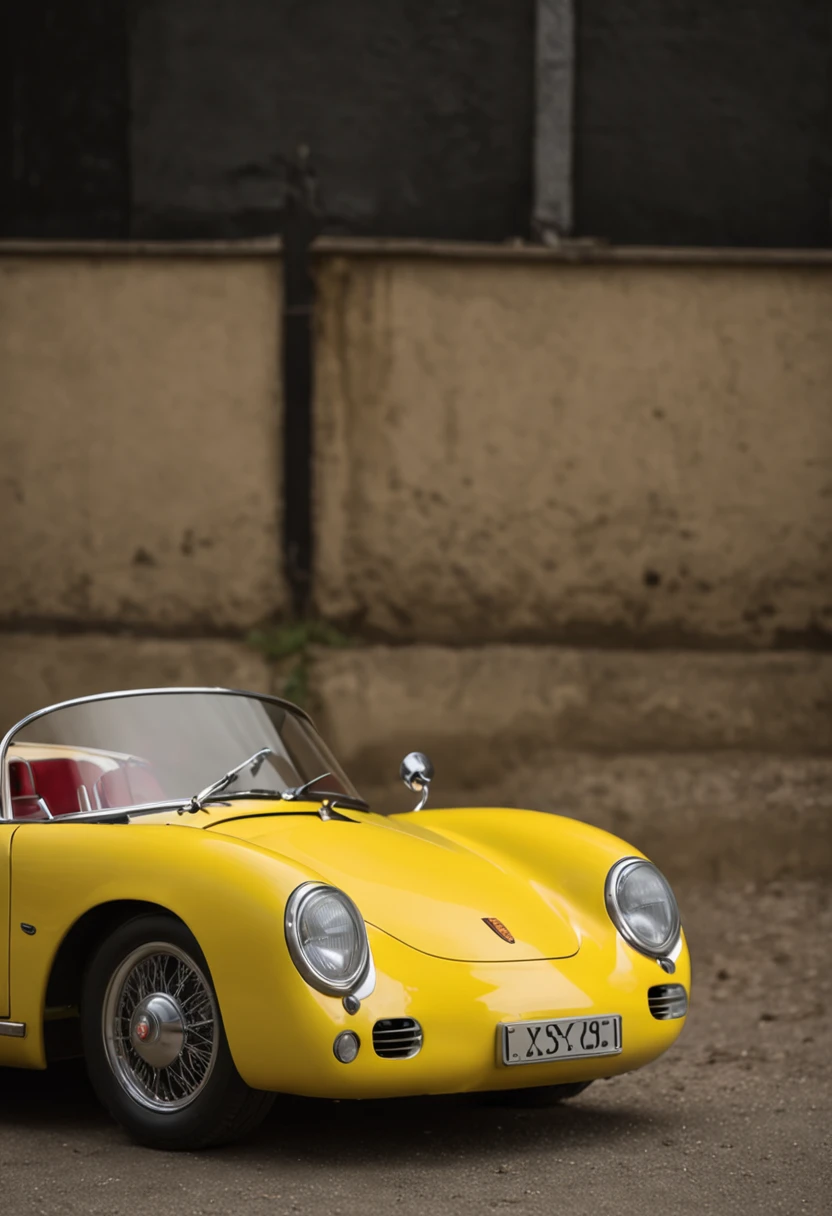 Porsche 550 Spyder  in night flash by YELLOW neons realistic