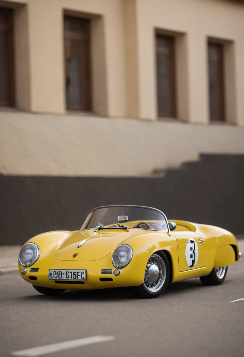 Porsche 550 Spyder  in night flash by YELLOW neons realistic
