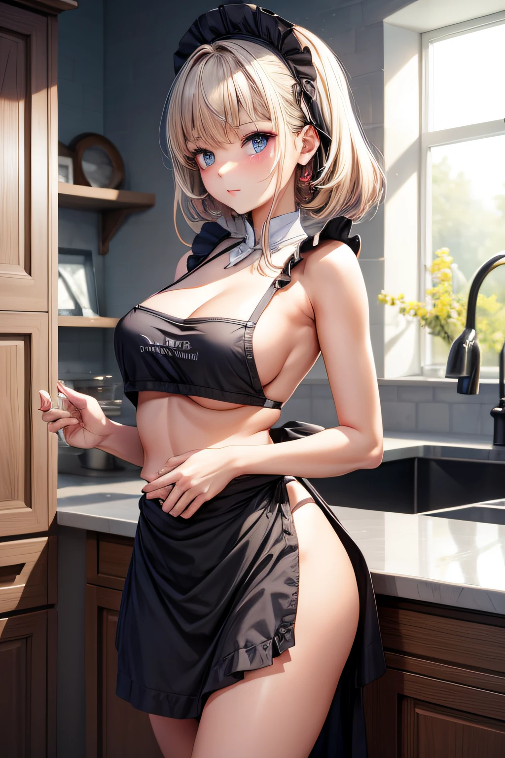 nakeness,smallunderboob, apron,Beautiful Women with Perfect Figure,top-quality,8K,tmasterpiece,kitchens,