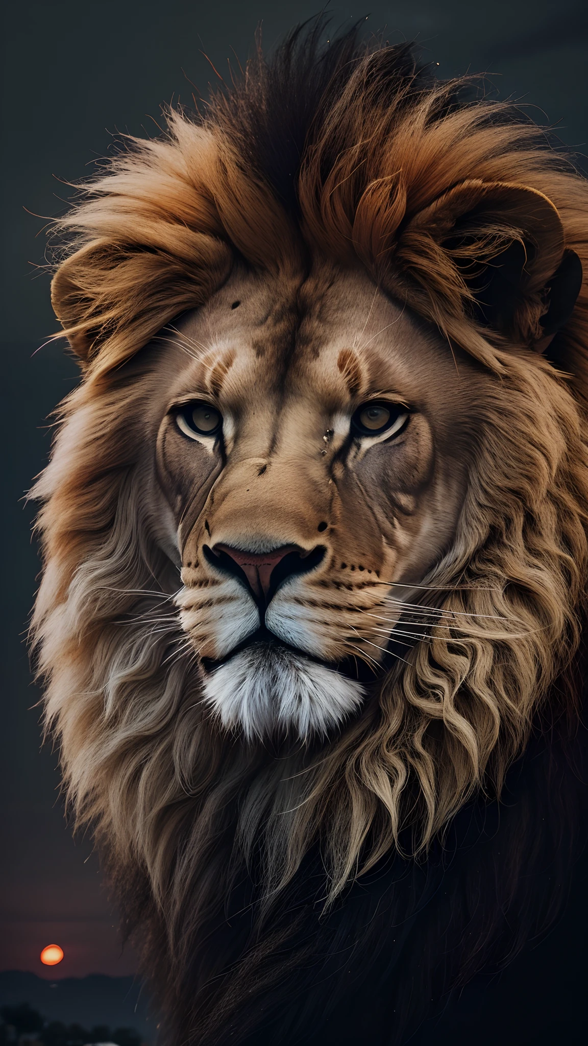 Lion, leone, King, naturais, Natureza, Natureza, Linda, renderizado, fotorrealista, UltraHD, 4k, texturasdetalhadas, sombras detalhadas, cores detalhadas, por do sol, sol se pondo, Sunset, Natureza Linda, fundo preto, por do sol, contraste detalhado, contraste realista, alta resolução, cores detalhadas,
