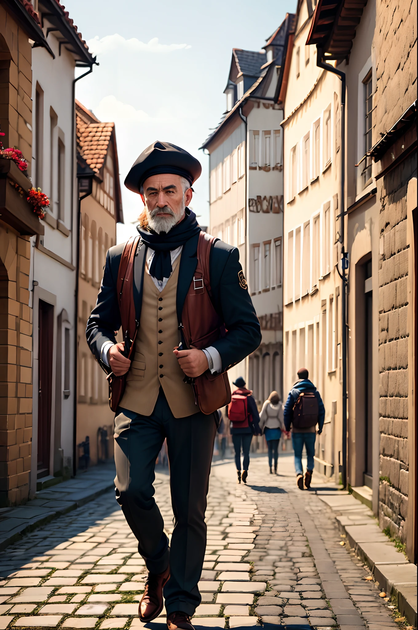 Merchant is Walking on the street of Strassburg