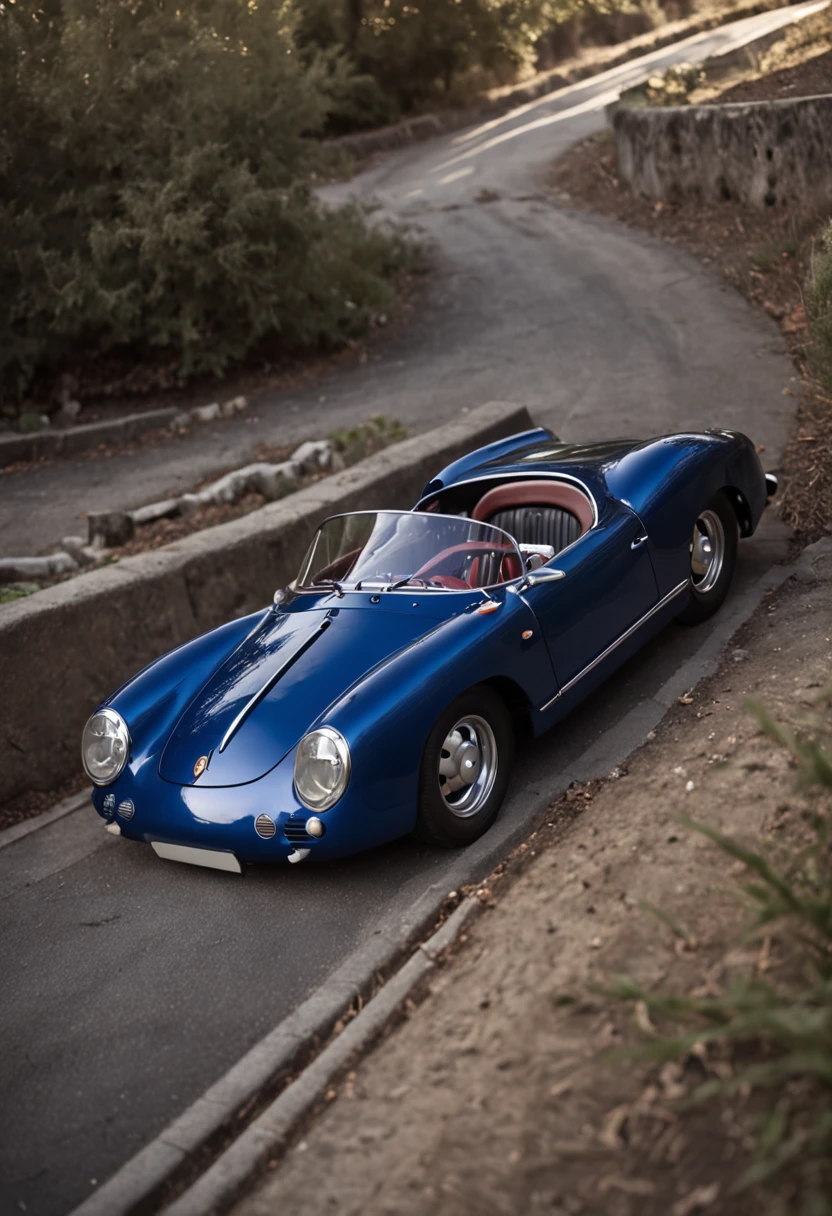 Porsche 550 Spyder  in night flash by BLUE neons realistic
