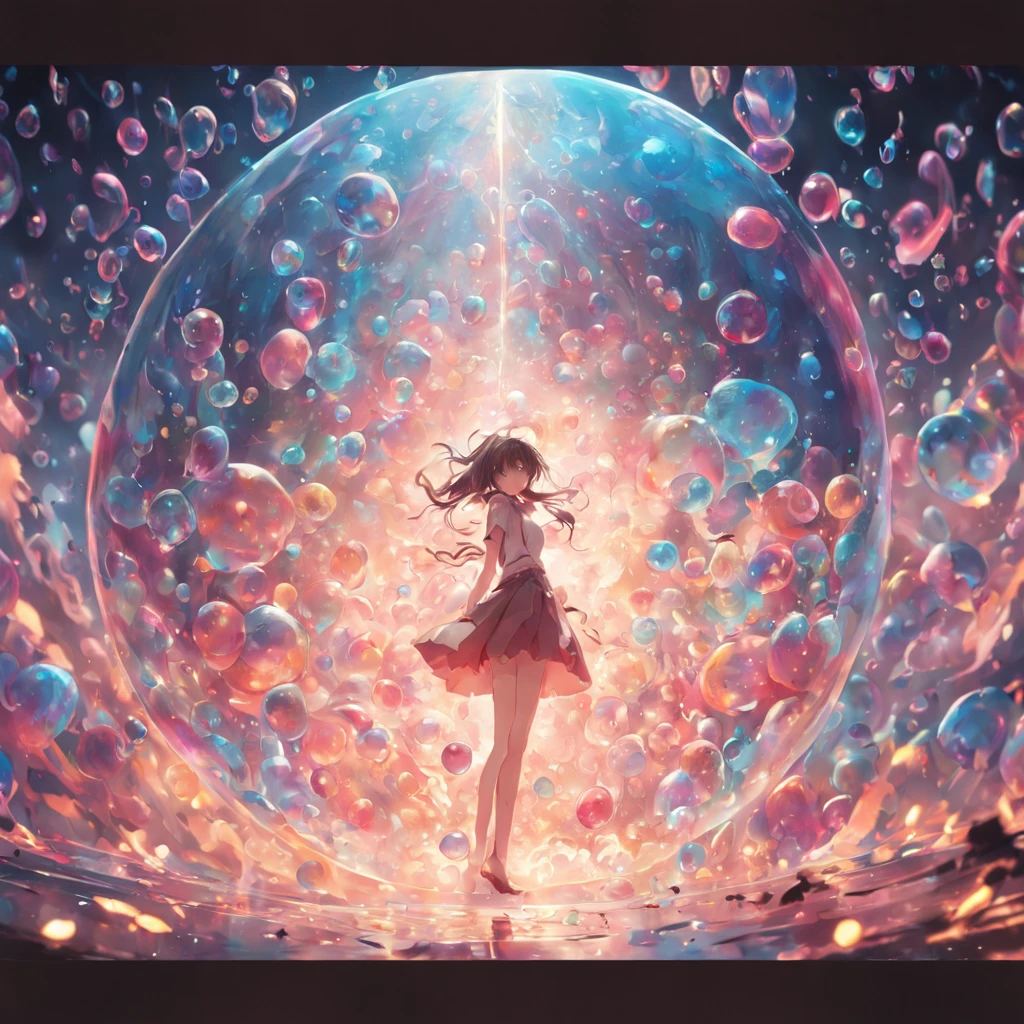 Bubble World、Breasts are big、Colorful world、Fantastical、4K、The highest image quality、top-quality、​masterpiece、超A high resolution