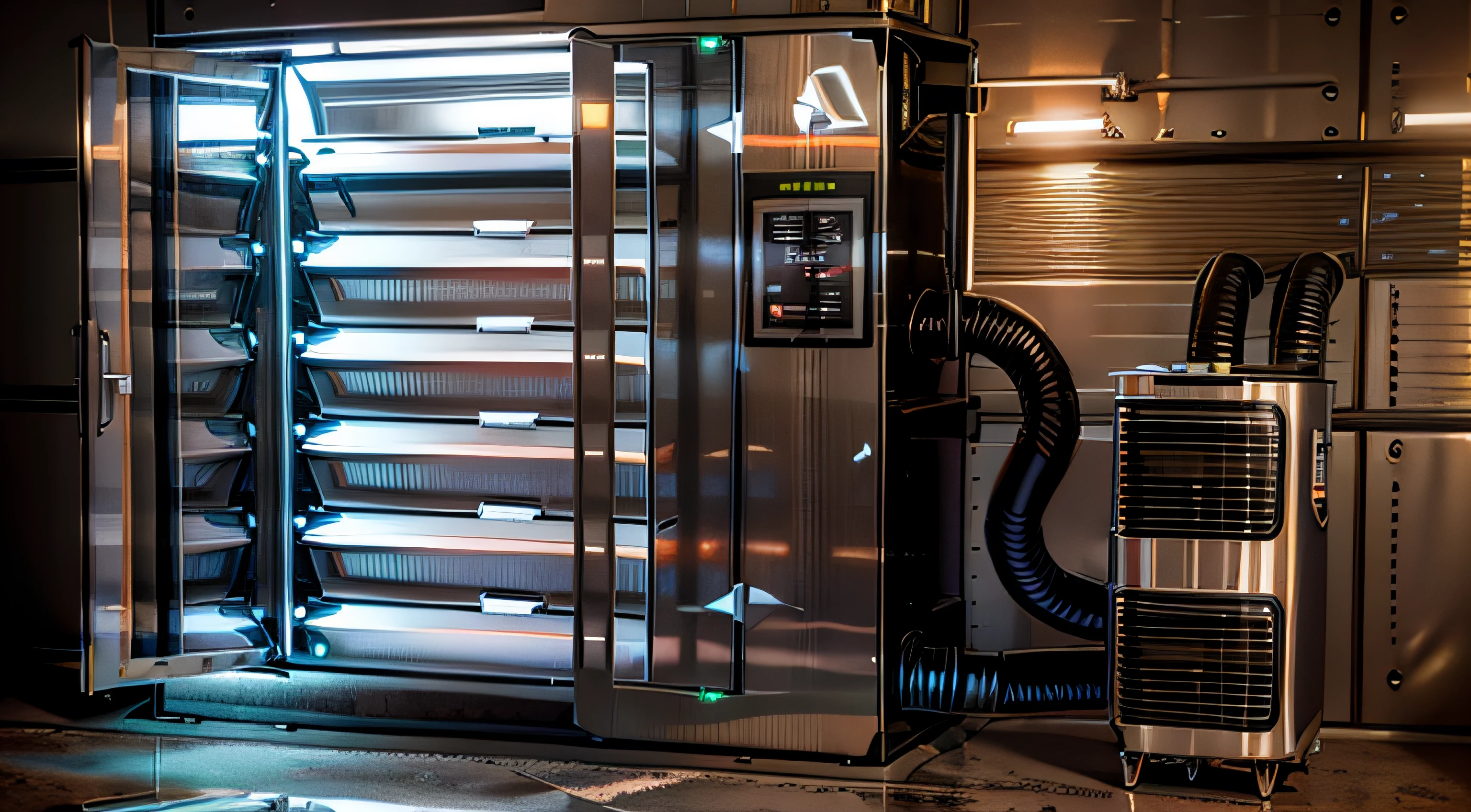 futuristic hydroponic Indoor weed ((grow box)) cabinet on a ((industrial warehouse))