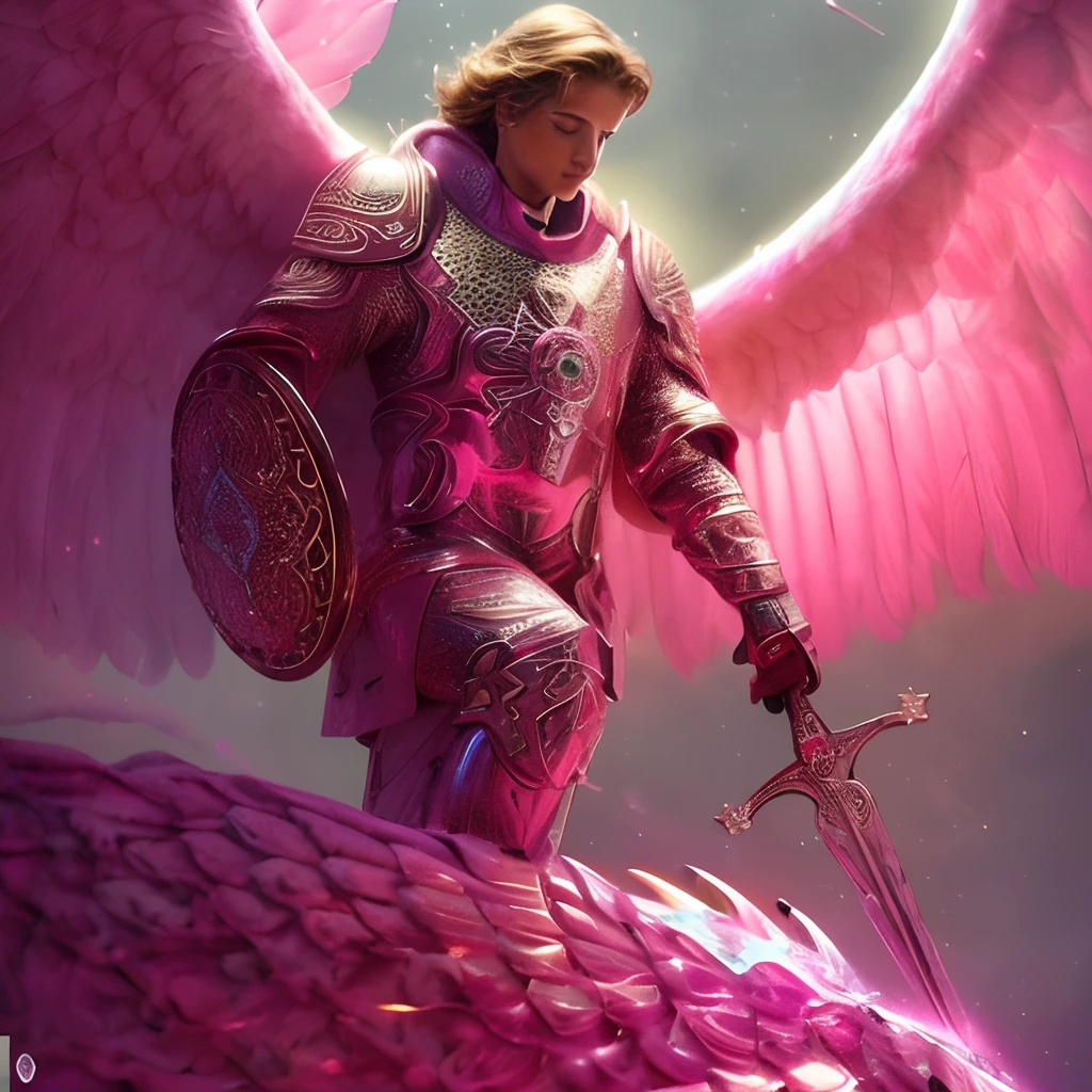 (((SAINT MICHAEL ARCHANGEL. 19 years old))) ((( Con una cara seria y piadosa. Con una mirada dulce y tierna))) (obra maestra, calidad superior, mejor calidad, arte oficial, beautiful and aesthetic: 1.2), (1girl), extremadamente detallado, (Arte fractal: 1.3), colorido, highest detailed, Cara perfecta, parte superior del cuerpo, HDR, (orando: 1.3), (golden lines of white coat: 1.2), galaxia, (rayas de luz), eye-catching visuals, (dynamic stripes, senderos luminosos: 1.2), colores vibrantes,