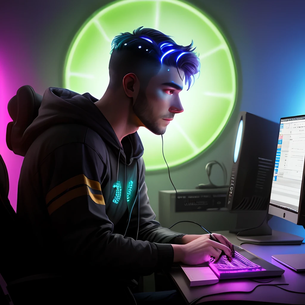 a man with rgb lights