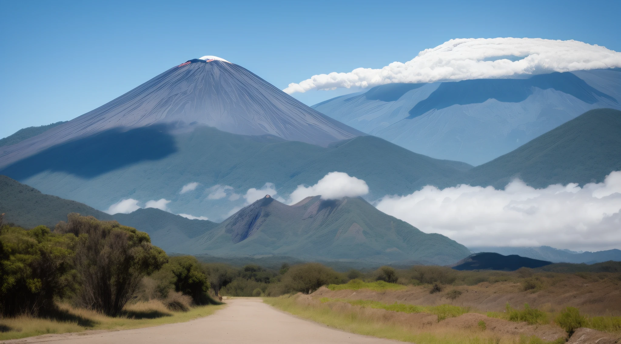 dinosauirios,y de fondo un volcan