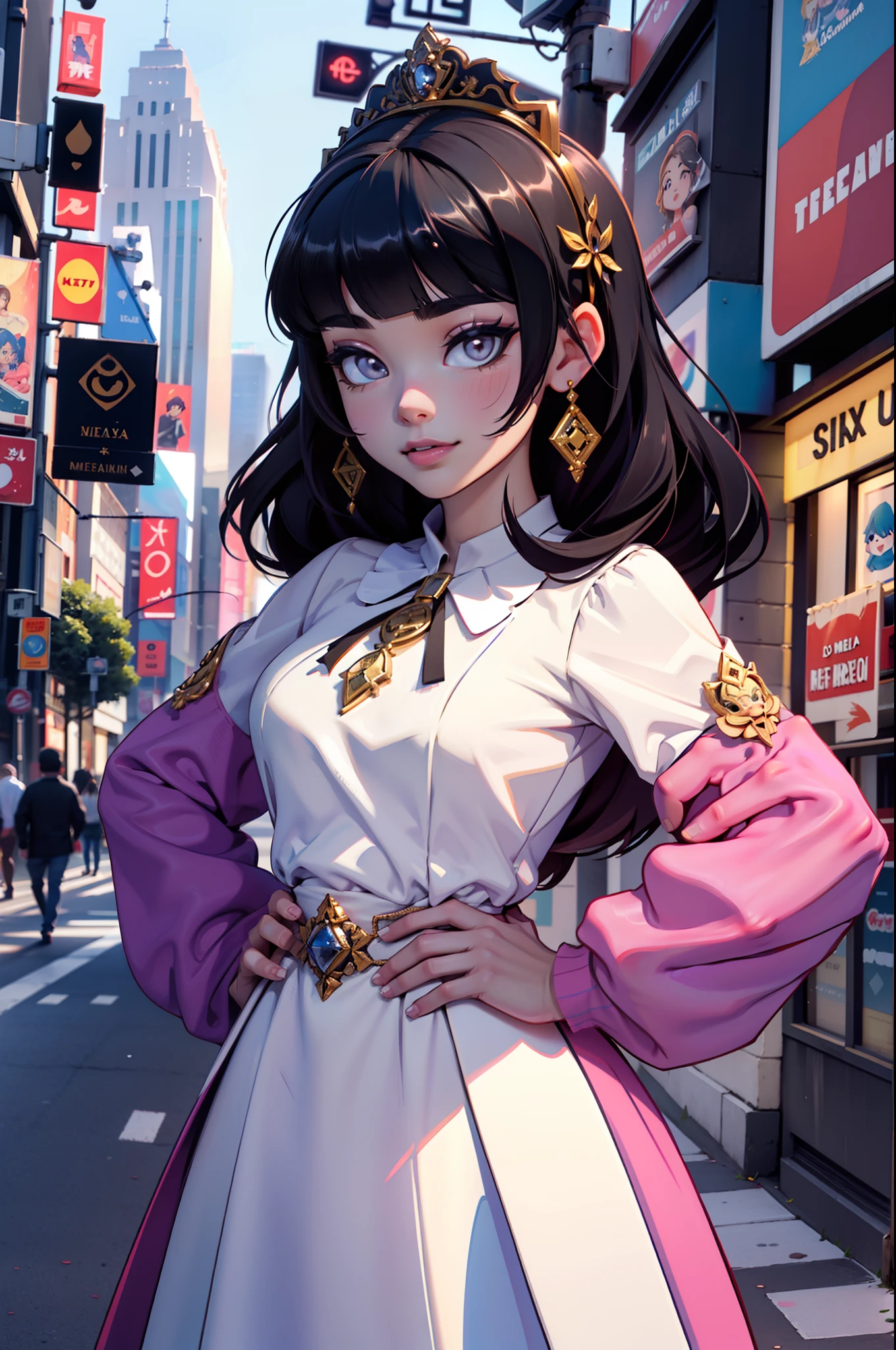 (La mejor calidad) (obra maestra ) Cara perfecta. kawaii & Siniestra princesa belleza joven en la ciudad de Nueva York.