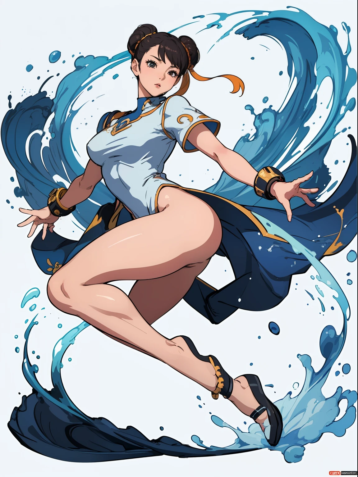(masterpiece, top quality, best quality, official art, beautiful and aesthetic:1.2), (1girl:1.4), extreme detailed, chun li, sexy, full body, sexy pose, almost nude