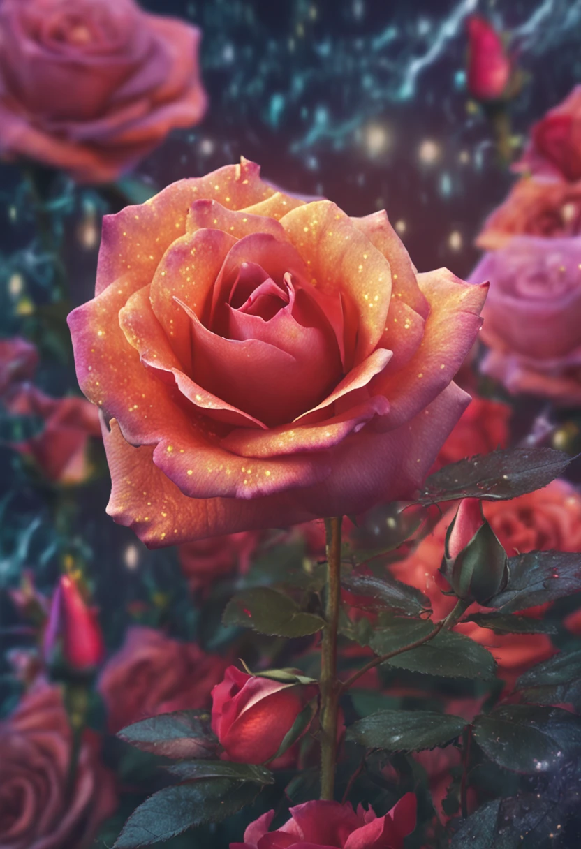 rose with fireflies