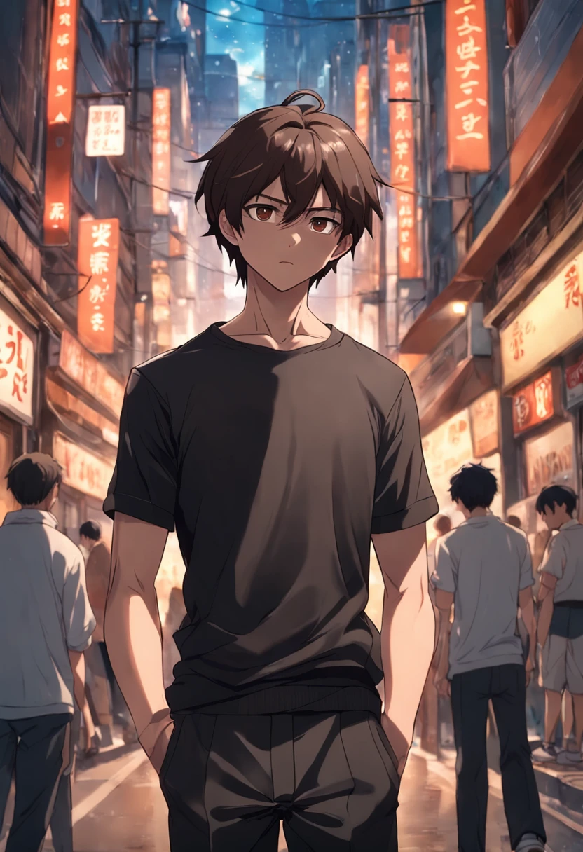 Ultra realista, Menino de 16 anos com pele castanha de canela, Athletic toned body straight hair,Serious male thoughtful observer tienviste black shirt tight to the body, fundo branco