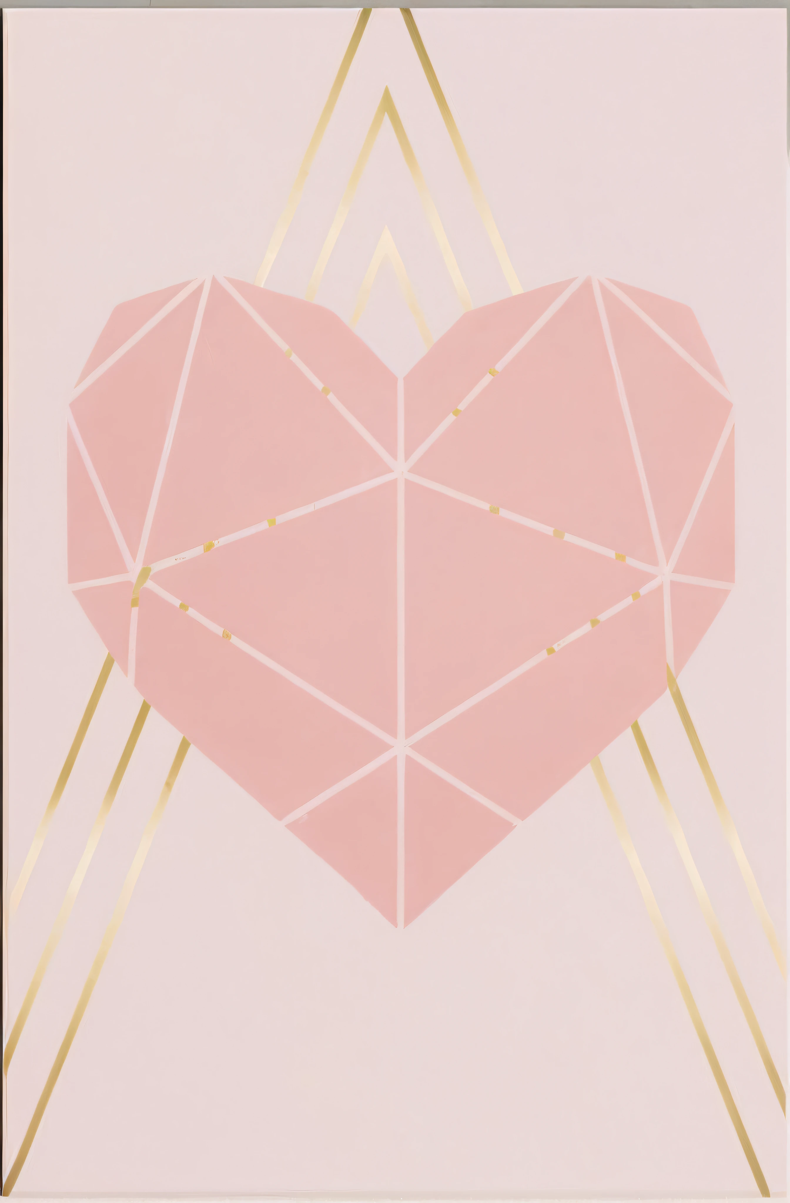 A closeup of a pink heart with golden lines, Heart of Rose Gold, Original Art Style Stone in the Heart, rosa e dourado, magic heart, (Heart), com cores rosa suaves, Corar, Quartzo rosa, (cores cor-de-rosa), Stone in the heart, ((Rosa)), facetado, ( Art Deco ), ( ( Emma Lindstrom ) ), algum rosa, corar