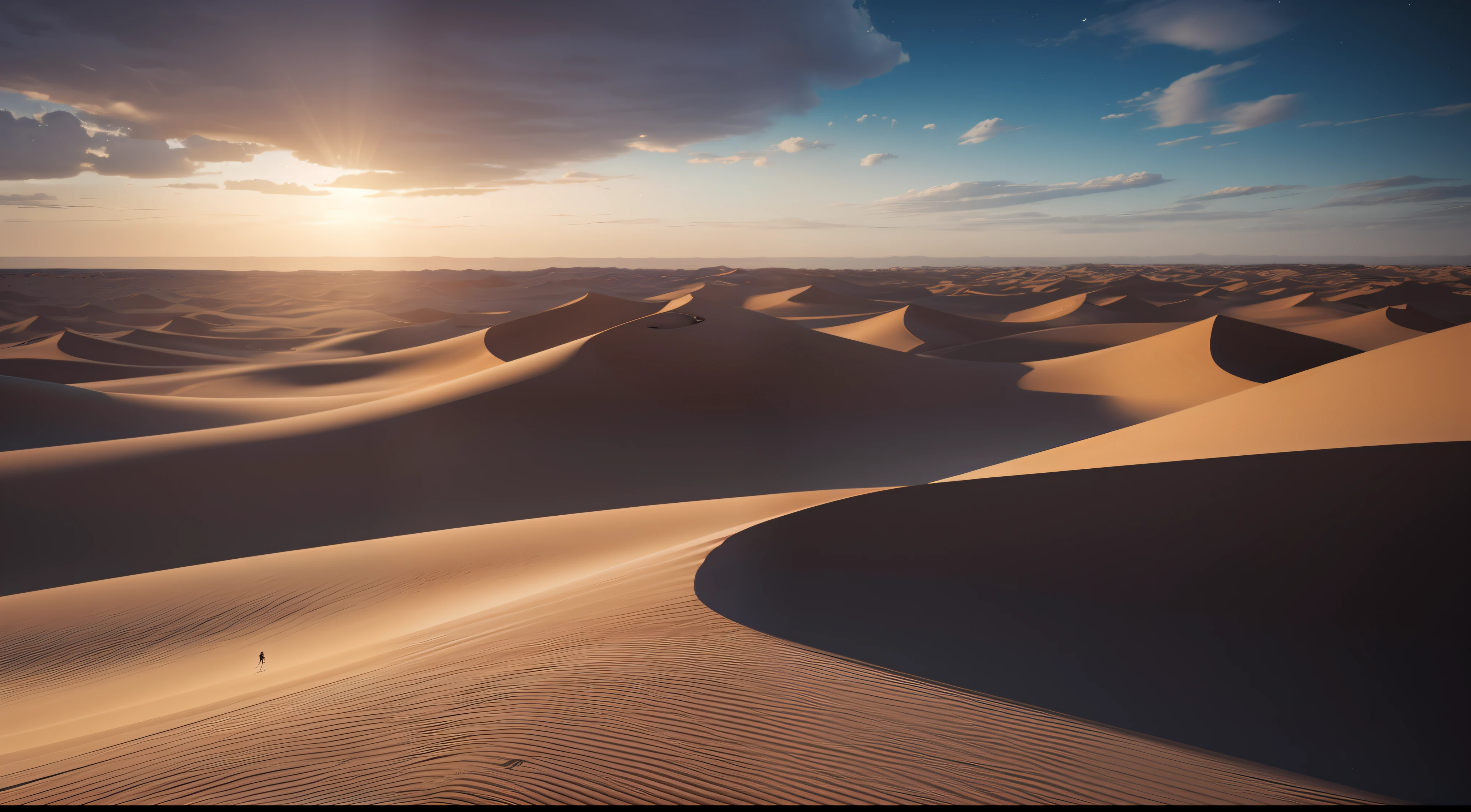 (En la noche cae un rayo en el desierto, iluminando las dunas interminables, contraste entre luces y sombras) ,vista desde un punto alto, se ve un panorama amplio, brillo nocturno, vista lejana, realista, Warm and enveloping light, rico, Colores realistas, hermoso, Expansive photography, , Positive film, estilo naturalista, High Definition Filming,obra maestra, experta, Incredibly detailed, compositing, encuadre, centrada, simetry, pintada, intrincada, volumetric illumination, hermosa, rica obra maestra , foco nítido, ultra detallado, Super renderizado en octanaje renderizado, Renderizado en Cinema 4D, Renderizado en Cinema4D, creado en octane render, Render de octanaje colorido, renderizado en renderizado de octano, global ilumination. VFX, Renderizado en octanaje renderizado 32K, Renderizado en Cinema 4 D Octane, Incredible octane, Oct realist